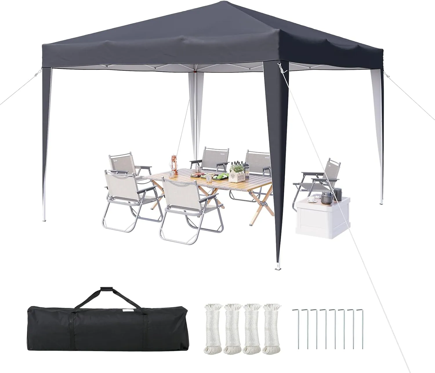 Aoxun Pop Up Gazebo 3 x 3 Waterproof Metal Frame Protective Tent, Height Adjustable, 3 m x 3 m Folding Gazebo with Carr…
