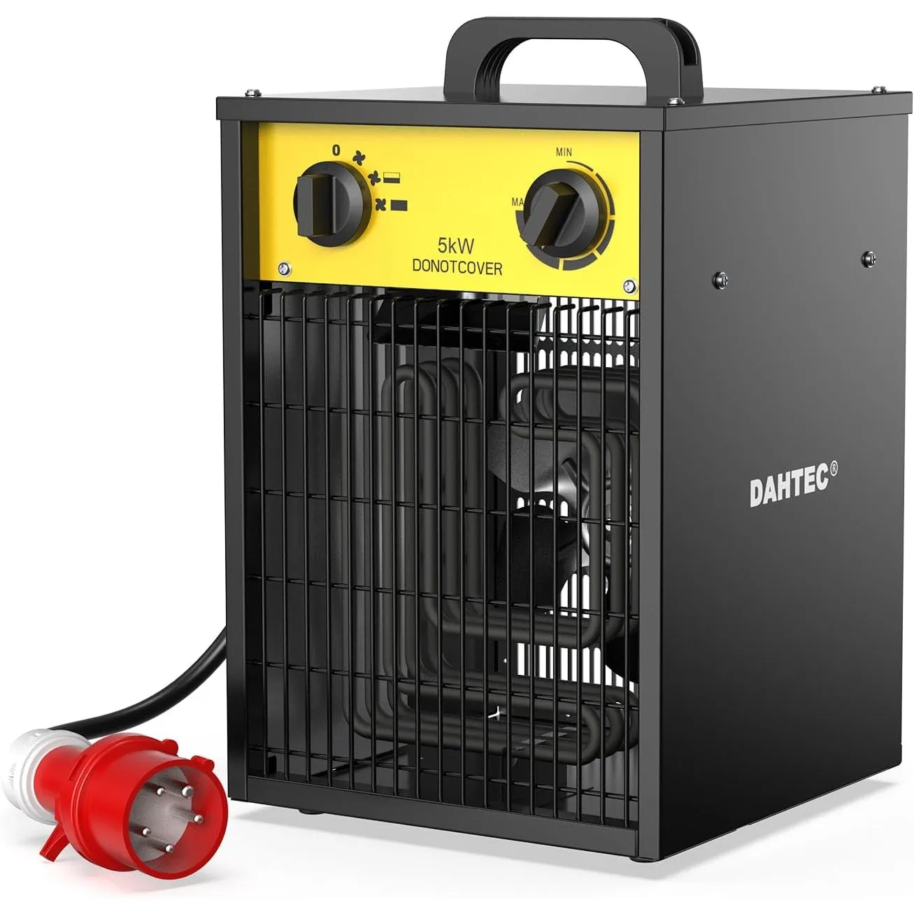 DAHTEC Elektro Heizlüfter Bauheizer 5 kW mit Thermostat & 3 Heizstufen