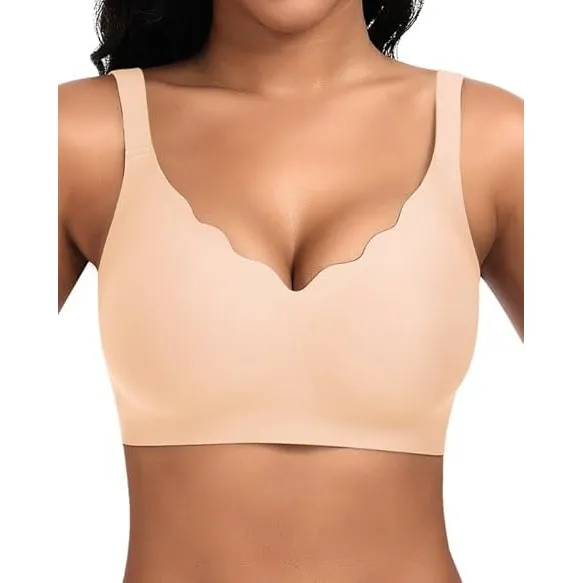 Jiuday BH Damen ohne Bügel Große Brüste Nahtloser Push Up BH Soft Bequemer Seamless Bra T Shirt Bügelloser Gepolstert K…