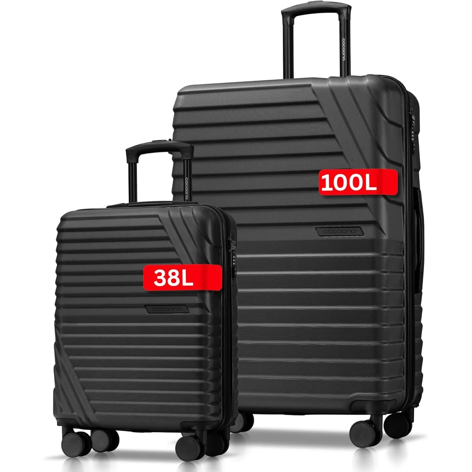 Cocoono Koffer Set 2 Teilig 77cm & Handgepäck Koffer 55x40x20cm in einem Set, Sehr robuste Reisekoffer mit sanften Roll…