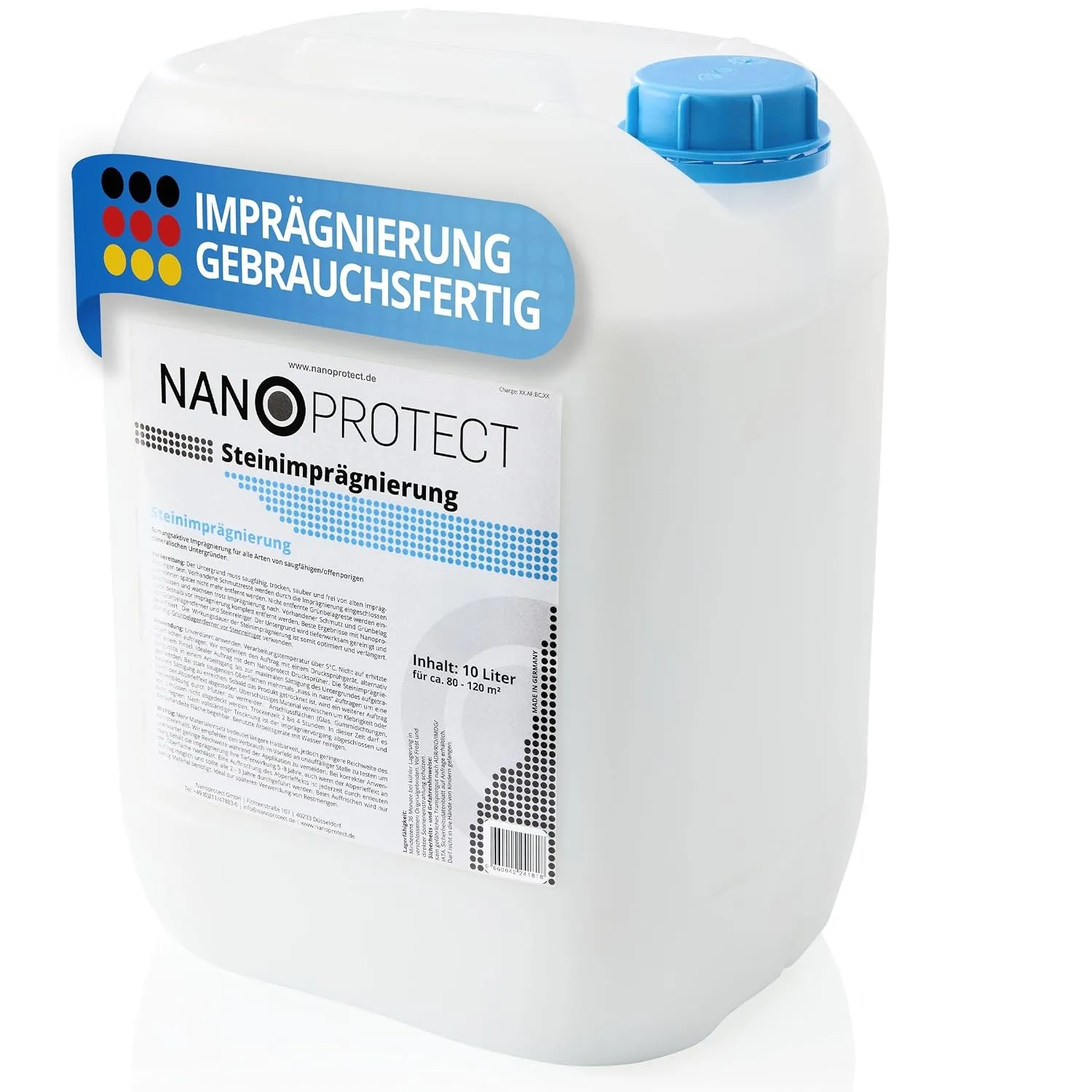 Nanoprotect Steinimprägnierung - 10 L für 80 – 120 m² - Außen und Innen