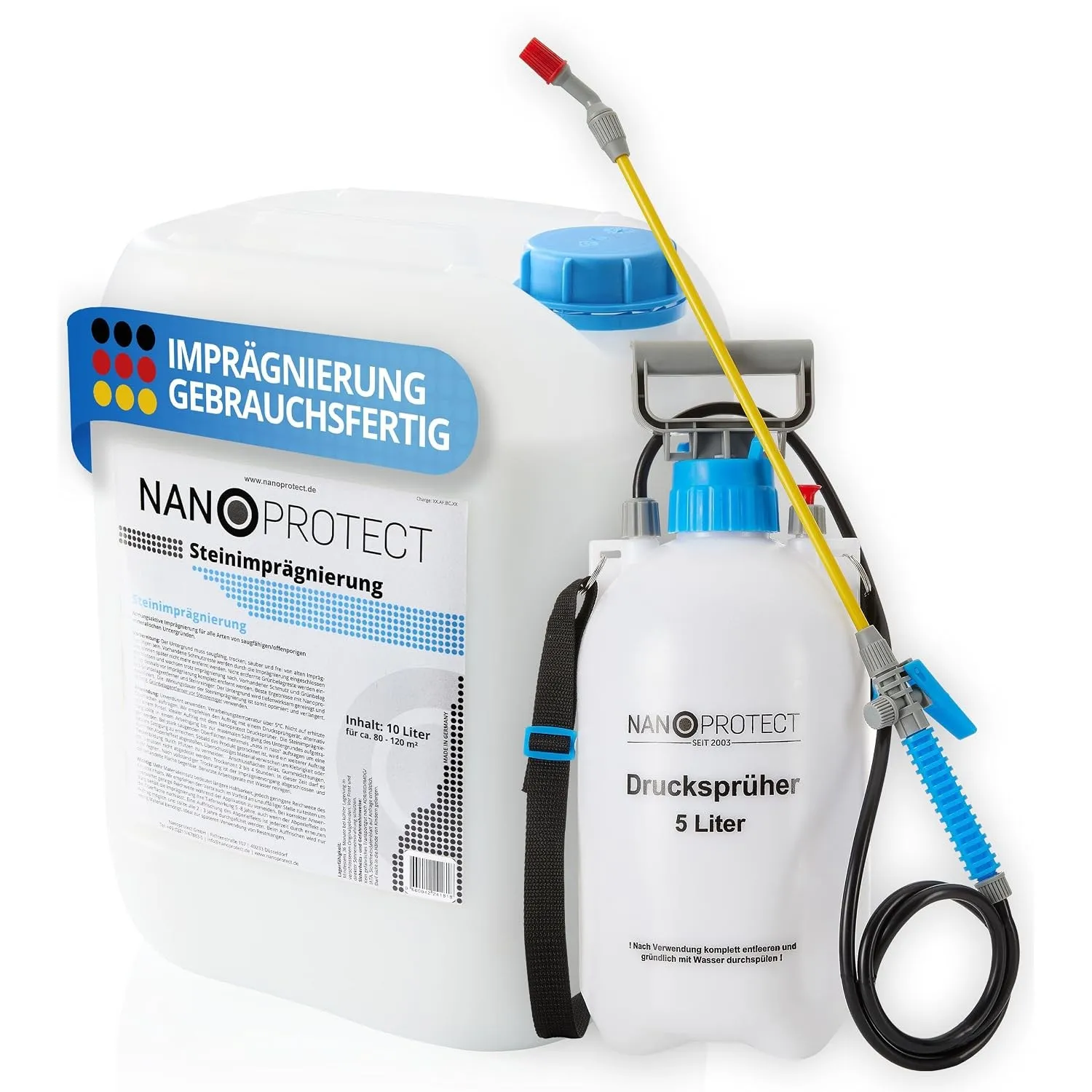 Nanoprotect 10 L Steinimprägnierung inkl. Drucksprüher für 80-120 m²