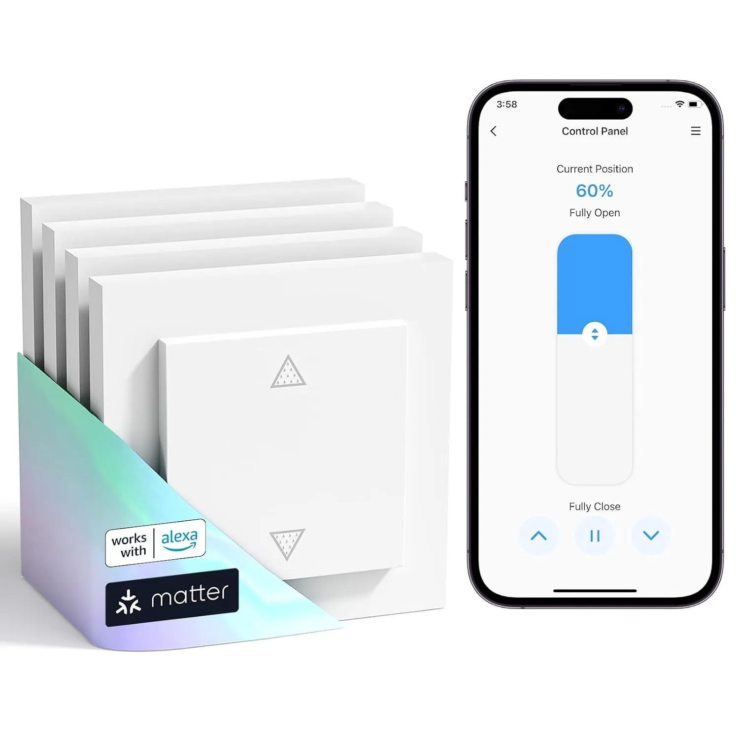 meross Matter Wlan Rolladenschalter Smart (NEUTRALKABEL ERFORDERLICH), kompatibel mit Apple HomeKit, Alexa, Google Home…