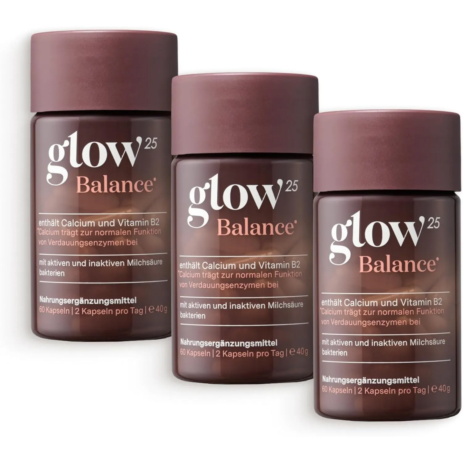 Glow25® Balance [3x30 Portionen] – mit Milchsäurebakterien, Kiwifruchtpulver, Inulin, Calcium und Vitamin B2 – leicht v…