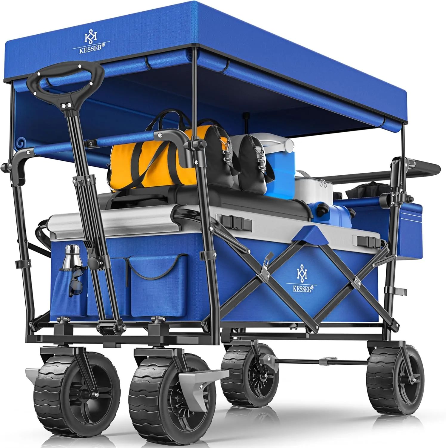 KESSER XXL Folding Handcart with Roof GT9000, Folding Handcart up to 150 kg for Children, Beach, Camping & Garden, Larg…