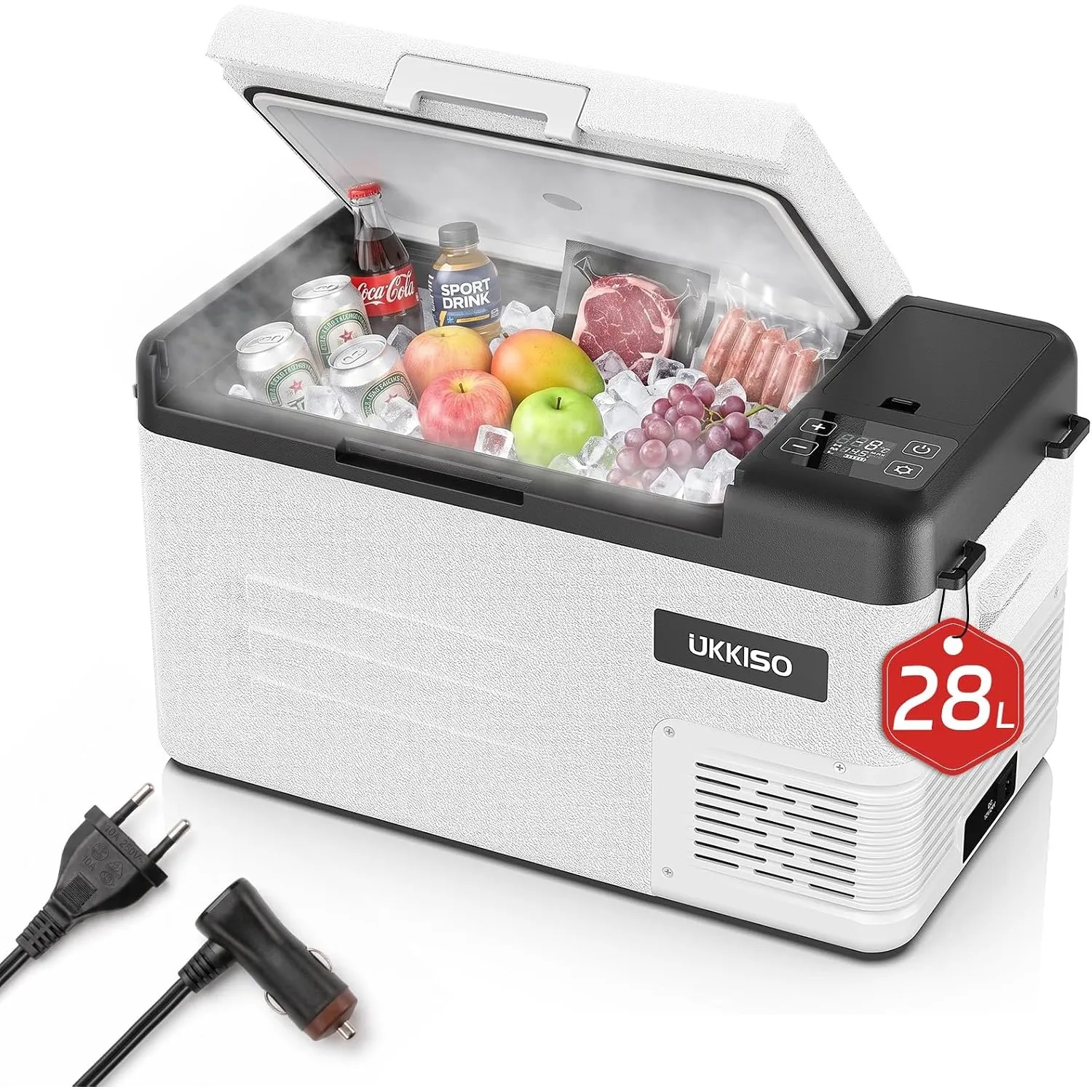 Kompressor Kühlbox 28L Kühlschrank für Auto, 12/24V DC 100-240 VC Kühlbox Elektrisch für Auto, Lkw, Boot, Camping, -20°…