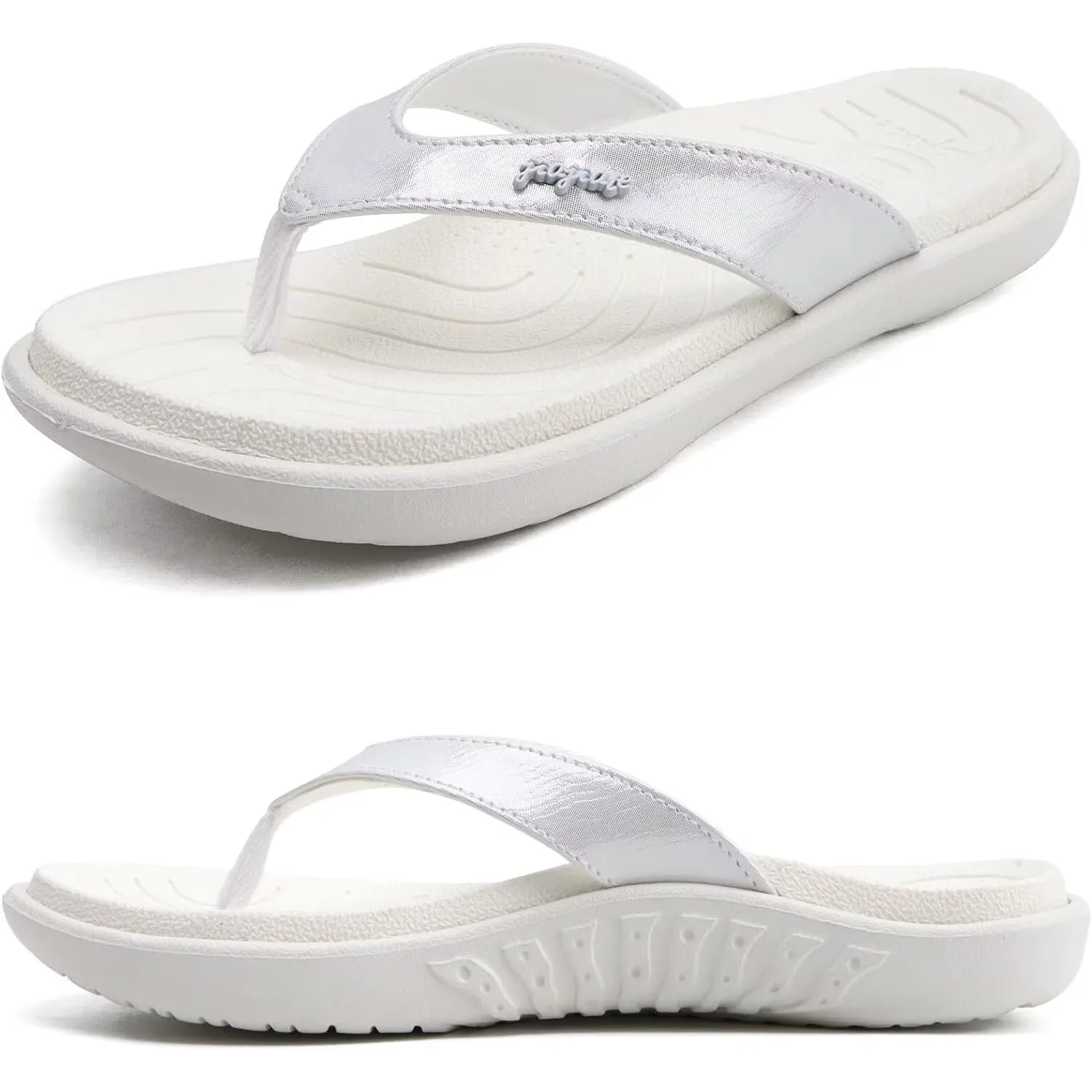 jiajiale Flip Flops Damen Mode Orthopädische Leder Stoff Leicht Zehentrenner Frauen Bequeme Yoga Fußbett Badelatschen S…