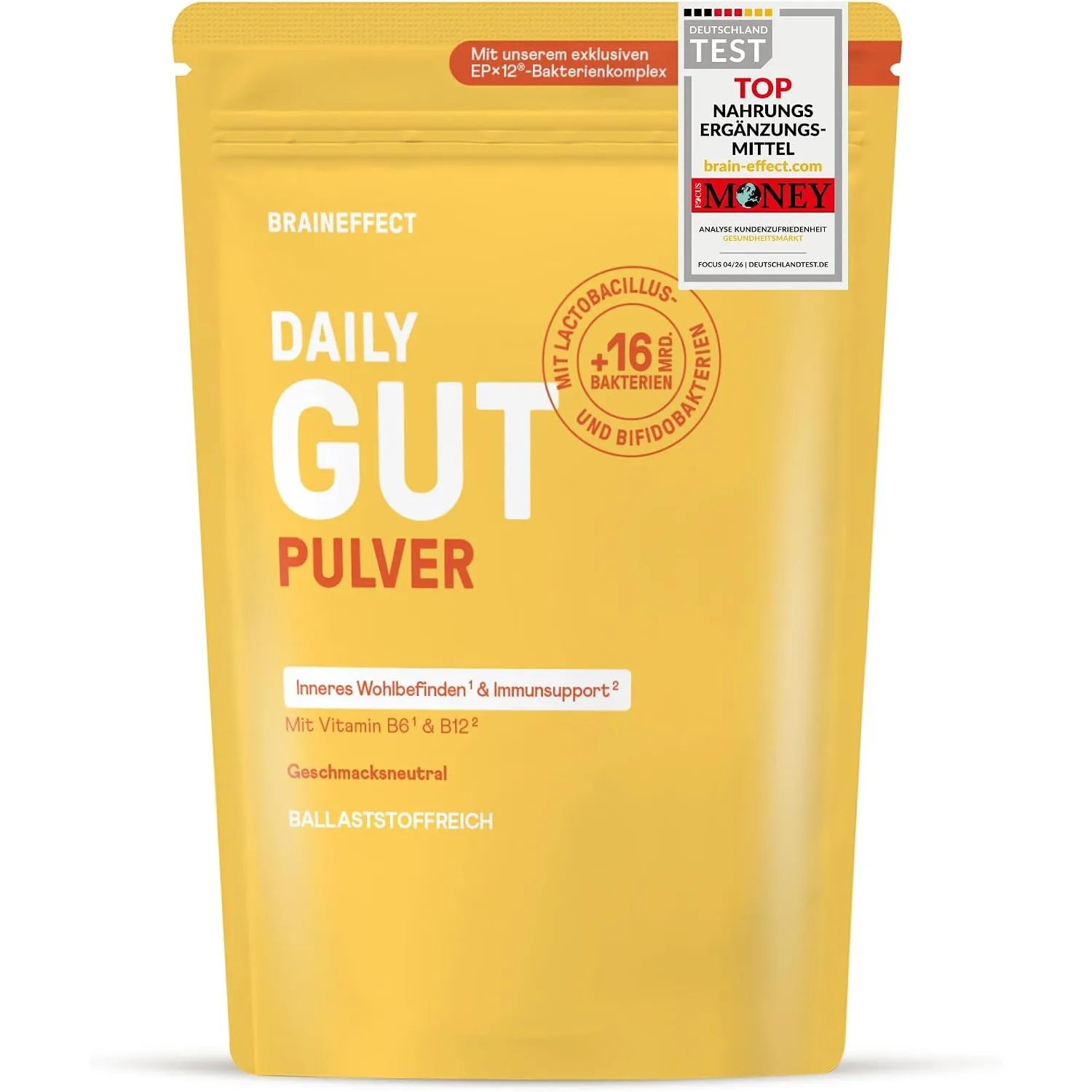 BRAINEFFECT DAILY GUT Neutraler Geschmack – Probiotisches Getränkepulver