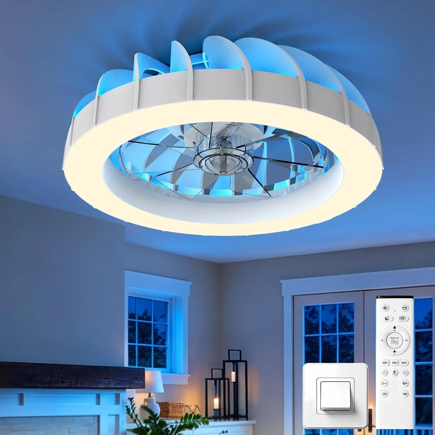 LED Deckenventilator mit Beleuchtung, 48cm Modern