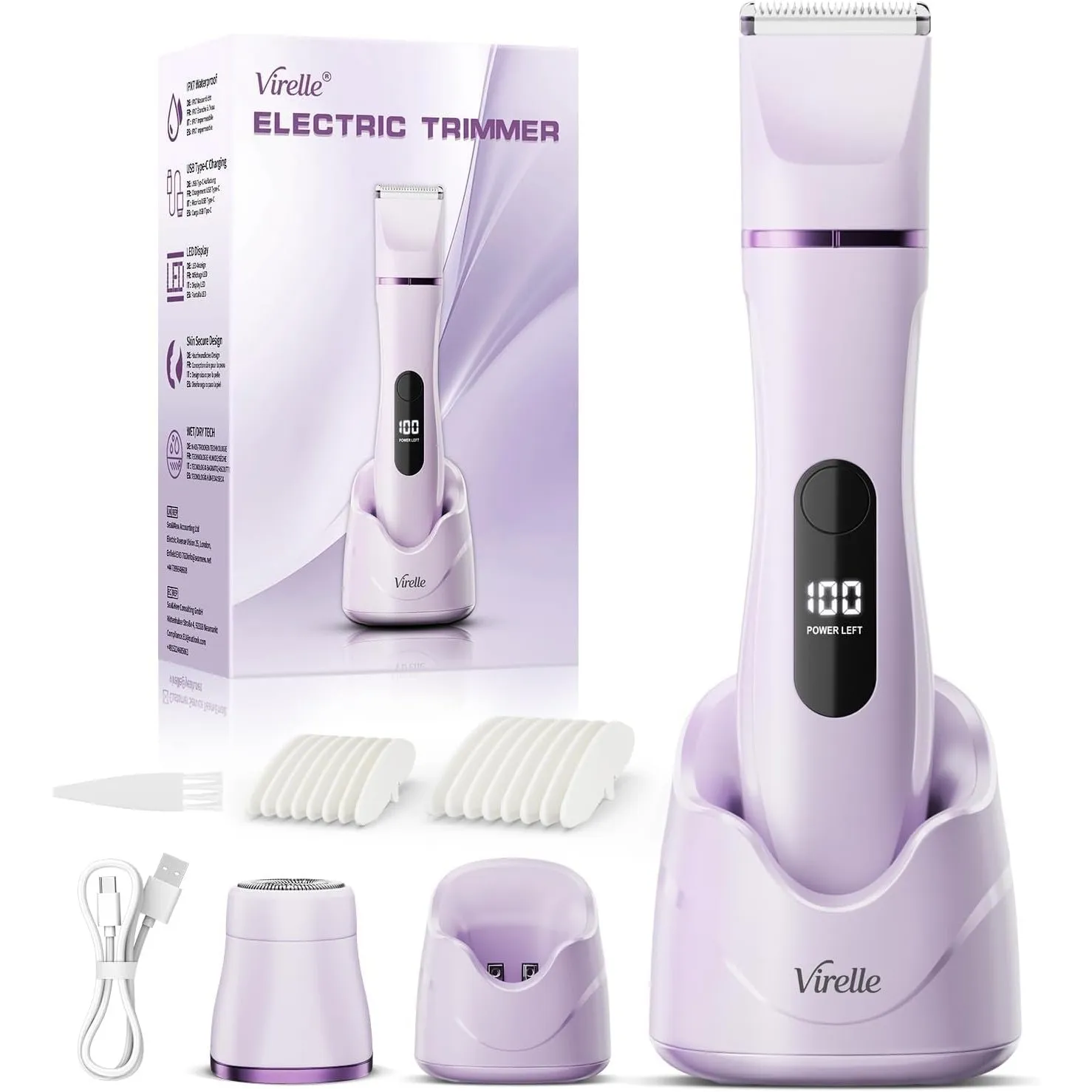Intimrasierer für Frauen, Rasierer Damen Intimbereich Sanft, 2 in 1 Elektrischer Damenrasierer, Bikini Trimmer für Körp…