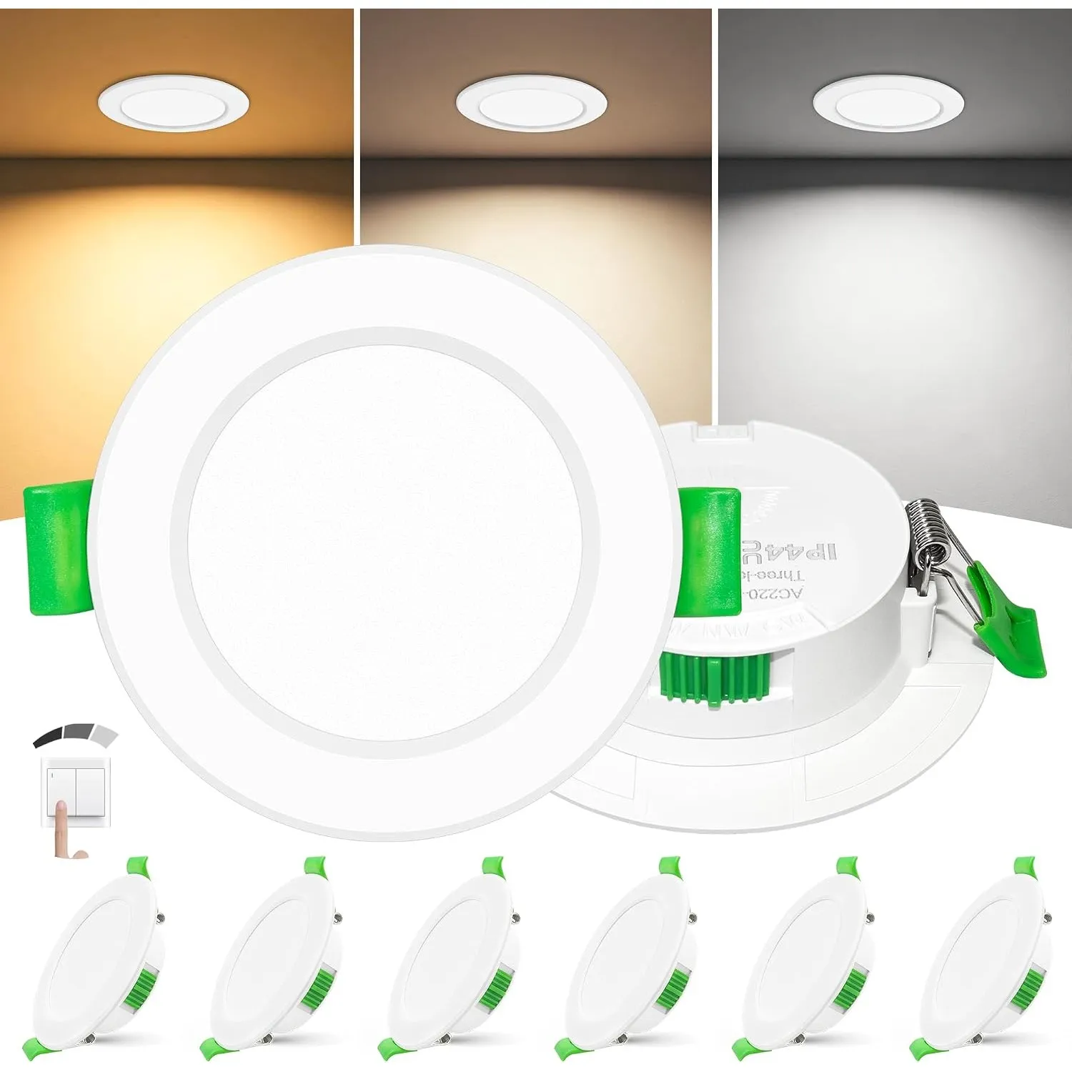 LED Einbaustrahler 230V 3-Stufen Dimmbar LED Spots IP44 6er Set