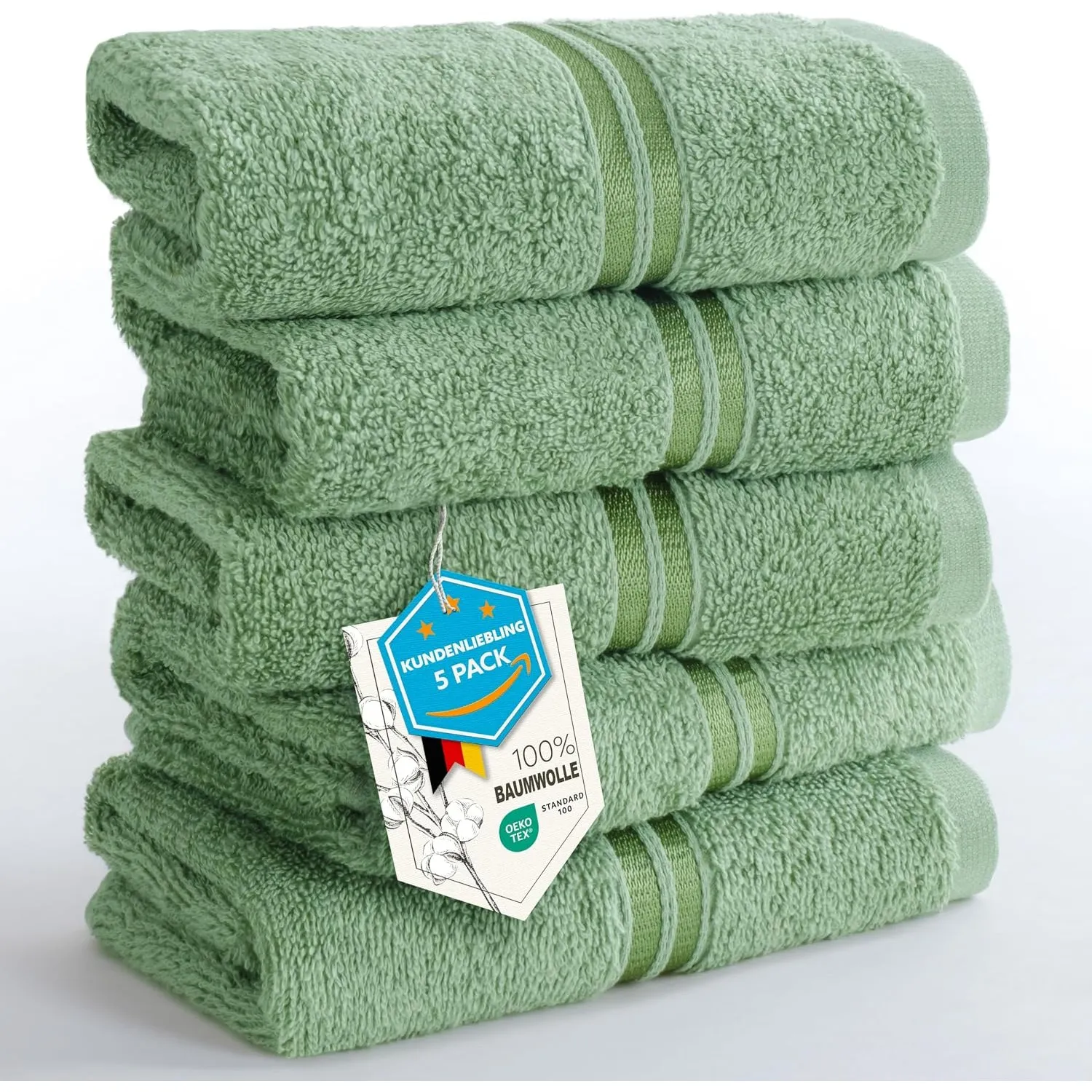 Hammetex Gästehandtücher 5er Set 30x50 cm, 100% Baumwolle Frottee