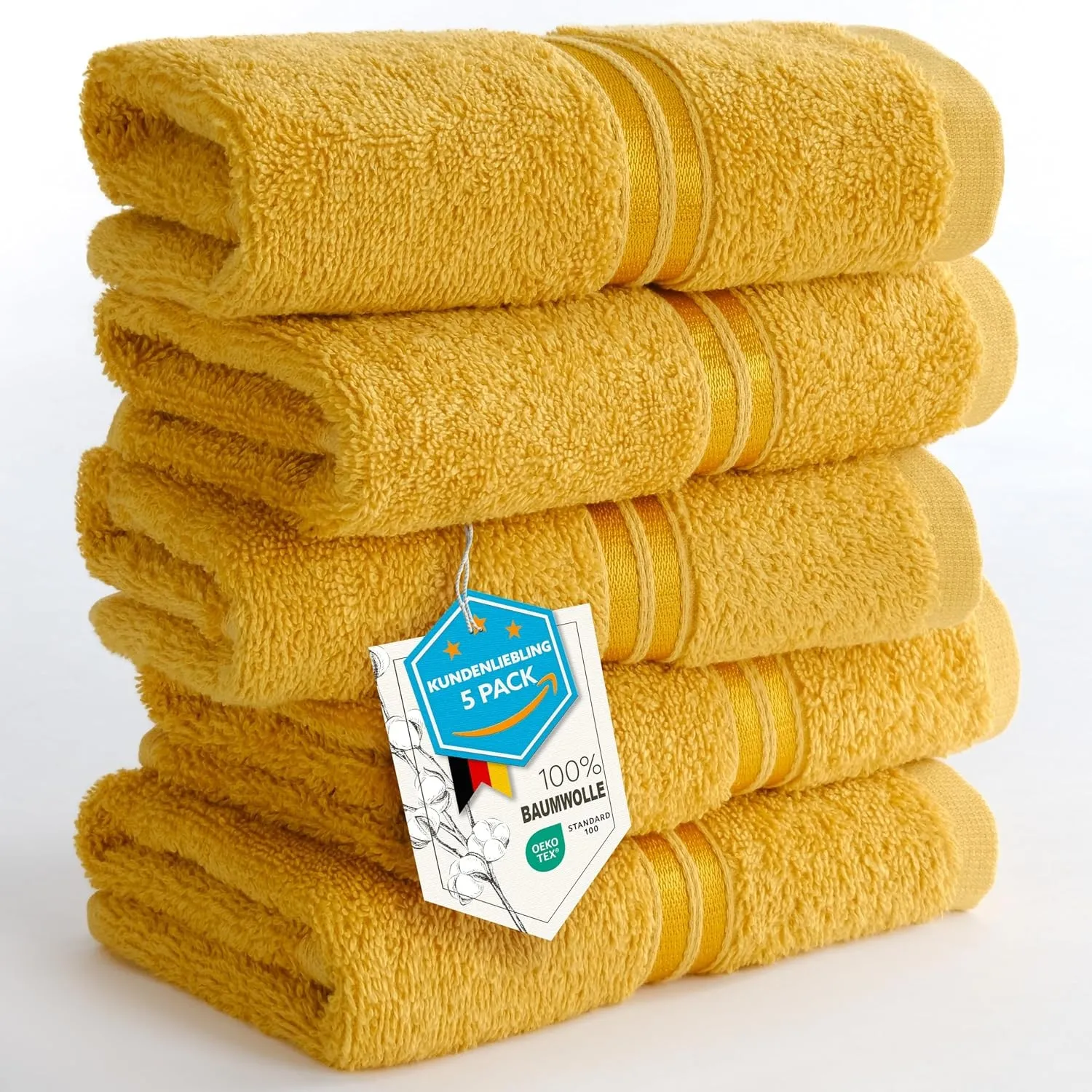 Hammetex Gästehandtücher 5er Set 30x50 cm, 100% Baumwolle Frottee