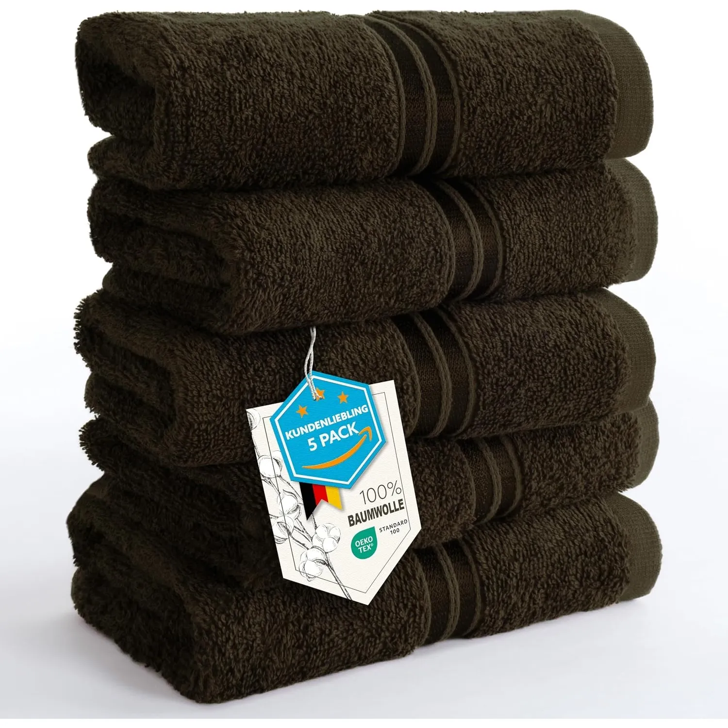 Hammetex Gästehandtücher 5er Set 30x50 cm, 100% Baumwolle Frottee