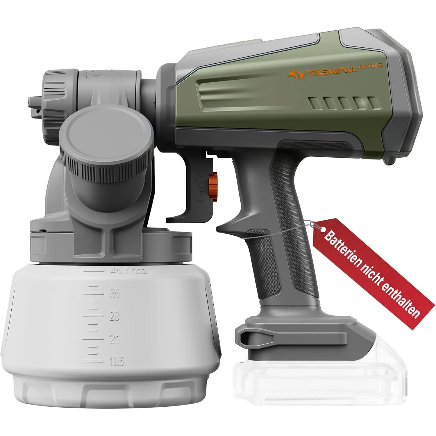 Tilswall Akku Farbsprühsystem Shark700, für Makita 18V (ohne Akku), Grün