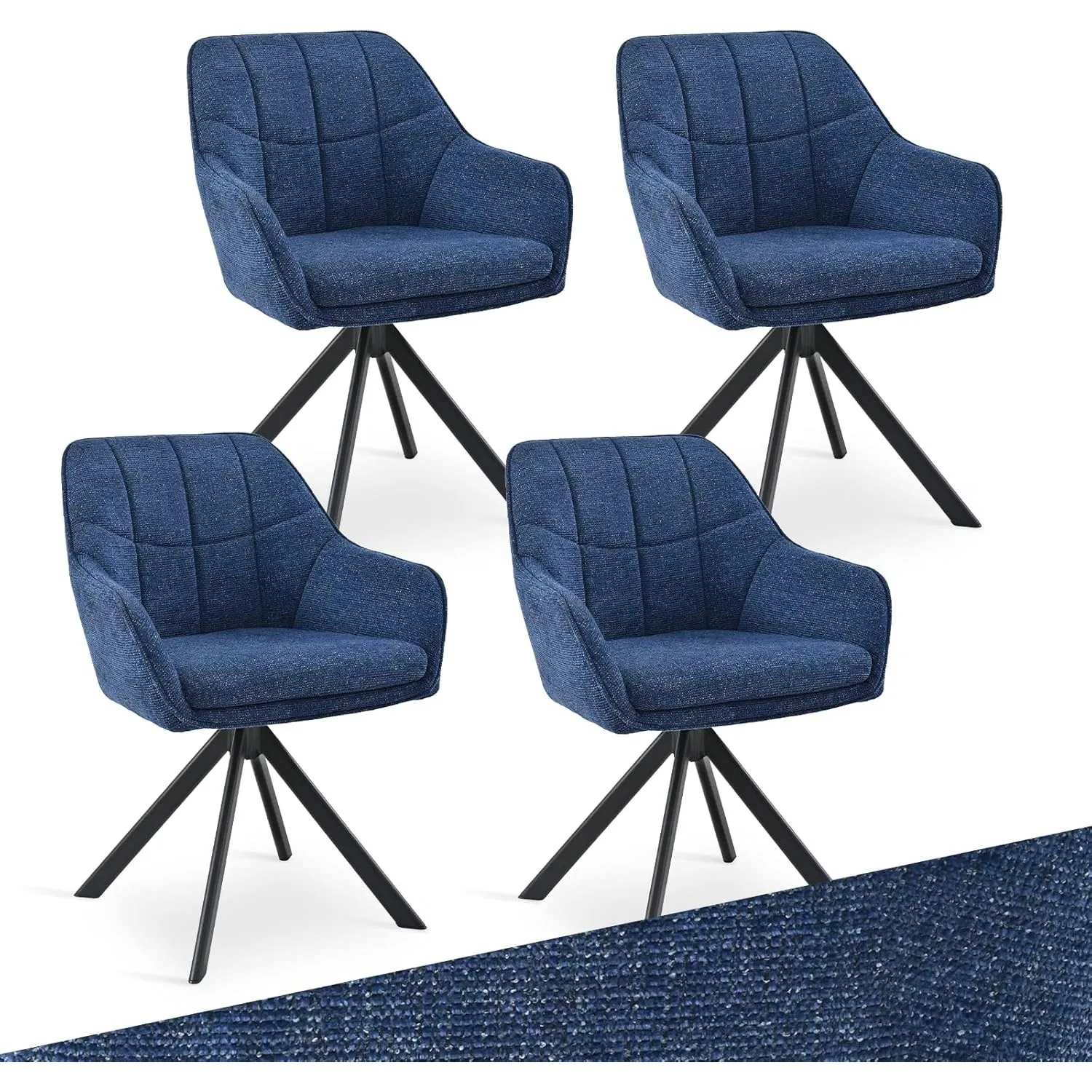 Drehbare Esszimmerstühle 4er Set mit Armlehnen – 360° Drehmechanismus, Polsterstuhl aus Chenille, Moderner Drehstuhl mi…