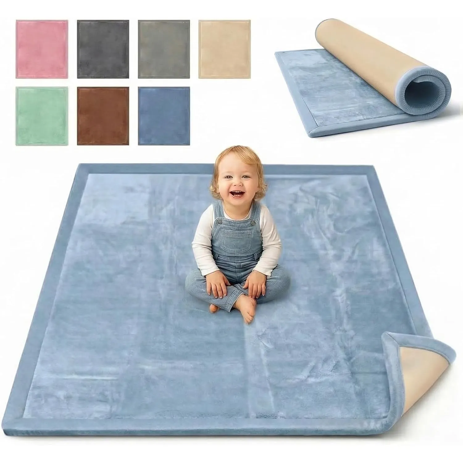 BabybeFun Krabbelmatte Baby - kuschelig weich - 3cm Dicke Spielmatte - schützt vor Stößen - Teppich Kinderzimmer 180x20…
