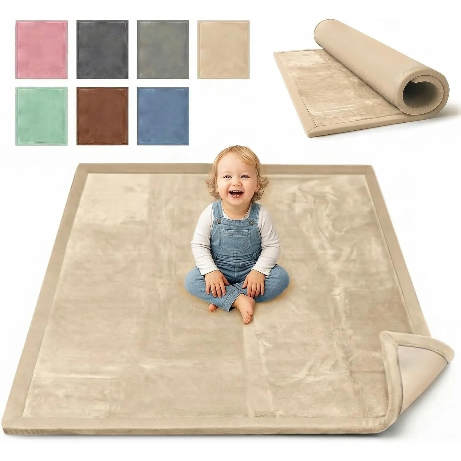 BabybeFun Krabbelmatte Baby - kuschelig weich - 3cm Dicke Spielmatte - schützt vor Stößen - Teppich Kinderzimmer 280x20…