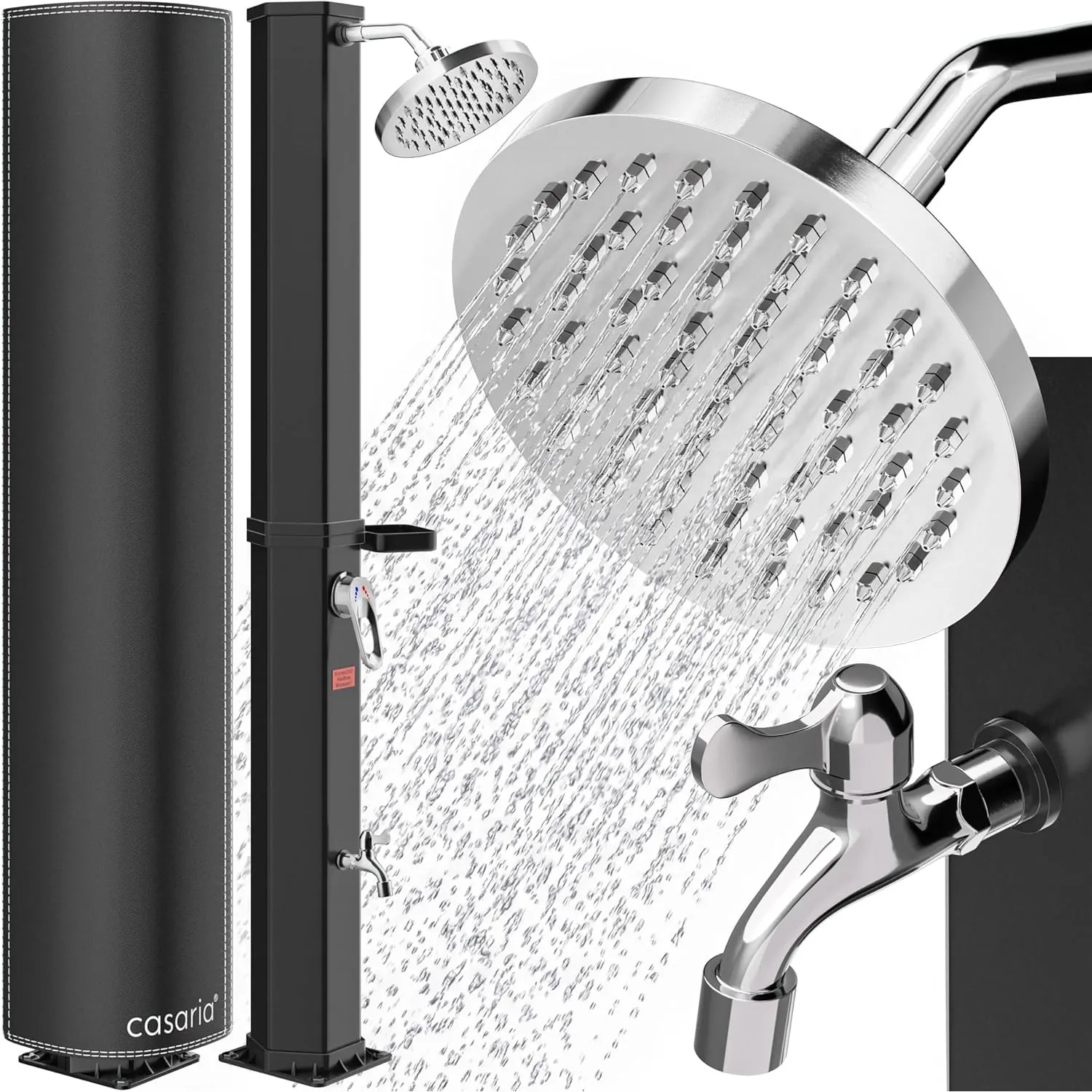 Casaria® Solardusche 35 Liter UV-beständig Ablage 105GSM Schutzhaube Regendusche Pooldusche Campingdusche 60°C Warmes W…