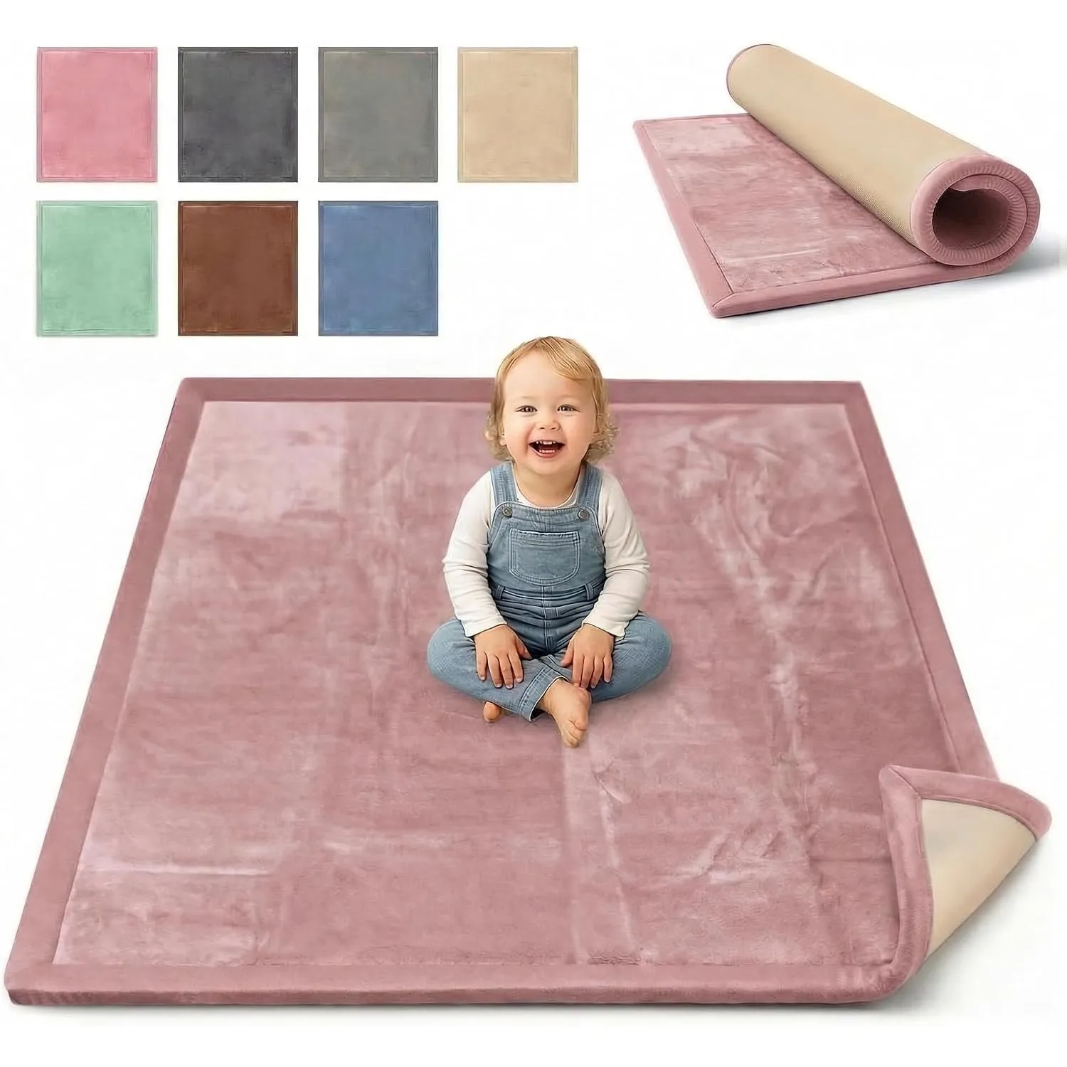 BabybeFun Krabbelmatte Baby - kuschelig weich - 3cm Dicke Spielmatte - schützt vor Stößen - Teppich Kinderzimmer 180x20…