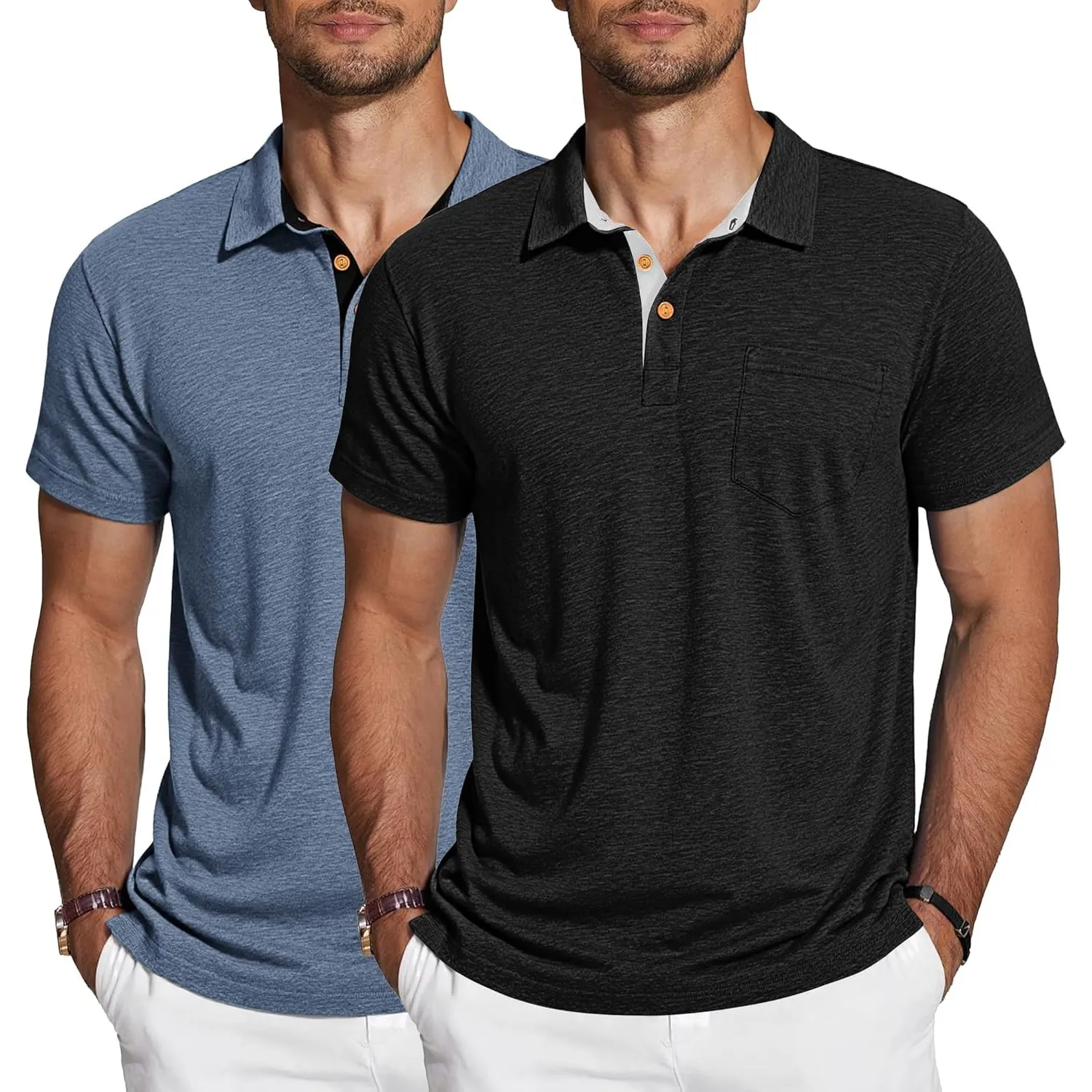 TARAINYA Poloshirt Herren Baumwolle Kurzarm Polo Shirts Männer Sommer mit Brusttasche M-4XL