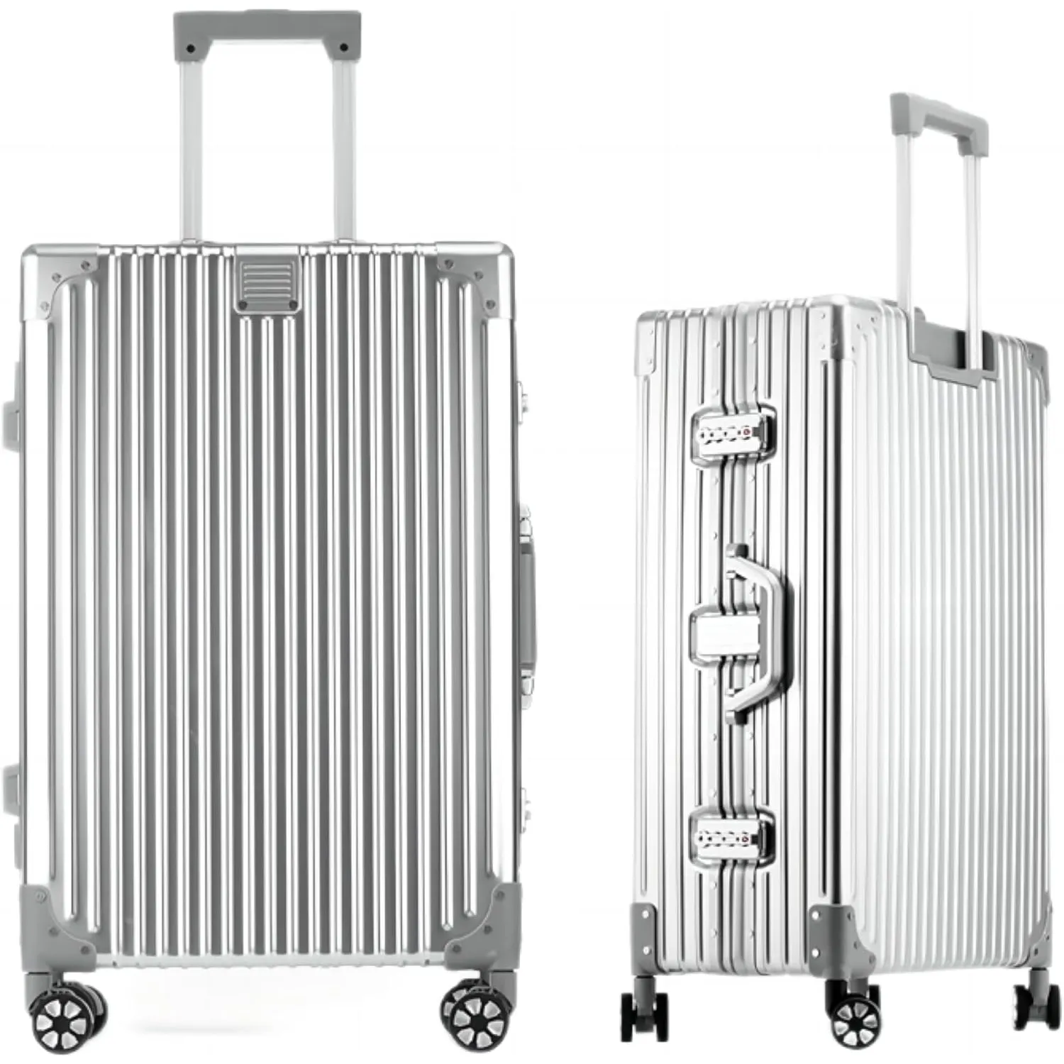 Aoliwei 100% Aluminium Koffer (100L) - Großer L Vollaluminium Reisekoffer - Premium Check-in Trolley mit TSA-Schloss & …