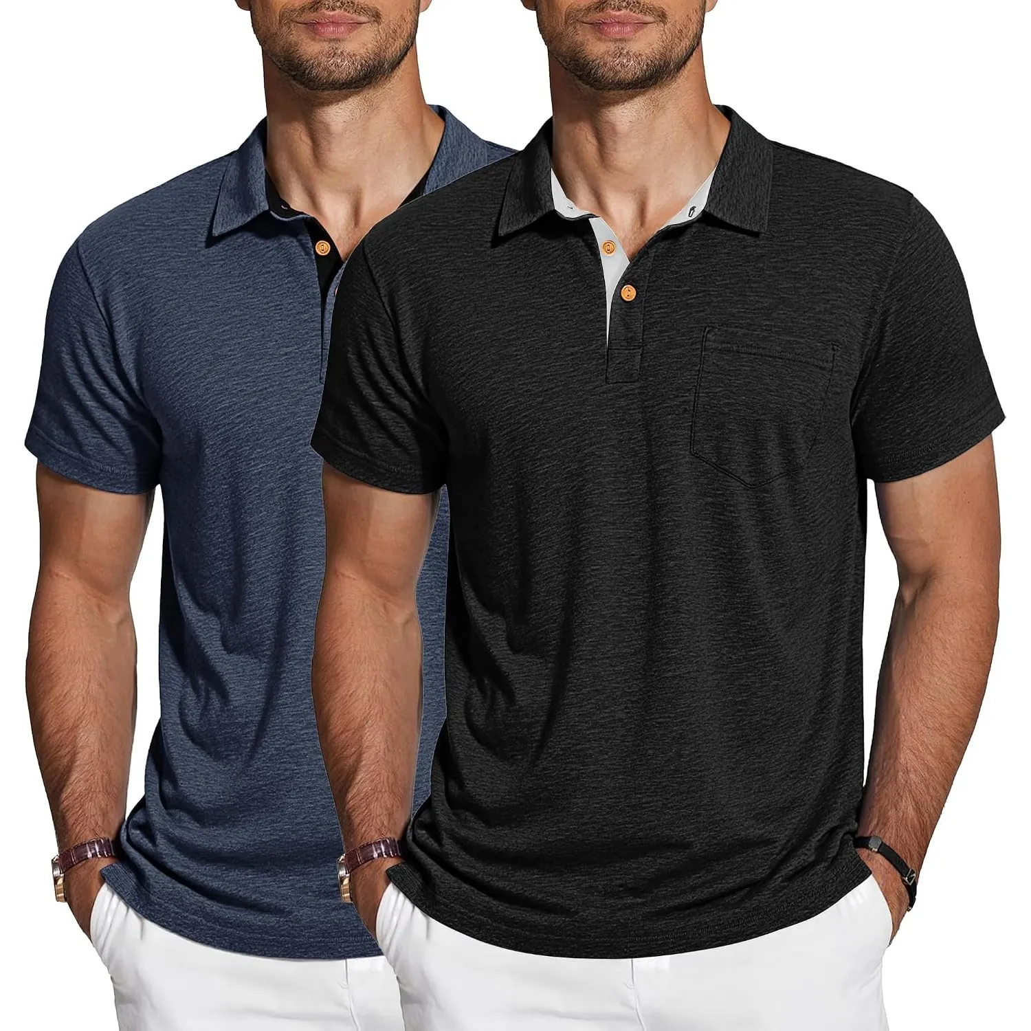 TARAINYA Poloshirt Herren Baumwolle Kurzarm Polo Shirts Männer Sommer mit Brusttasche M-4XL