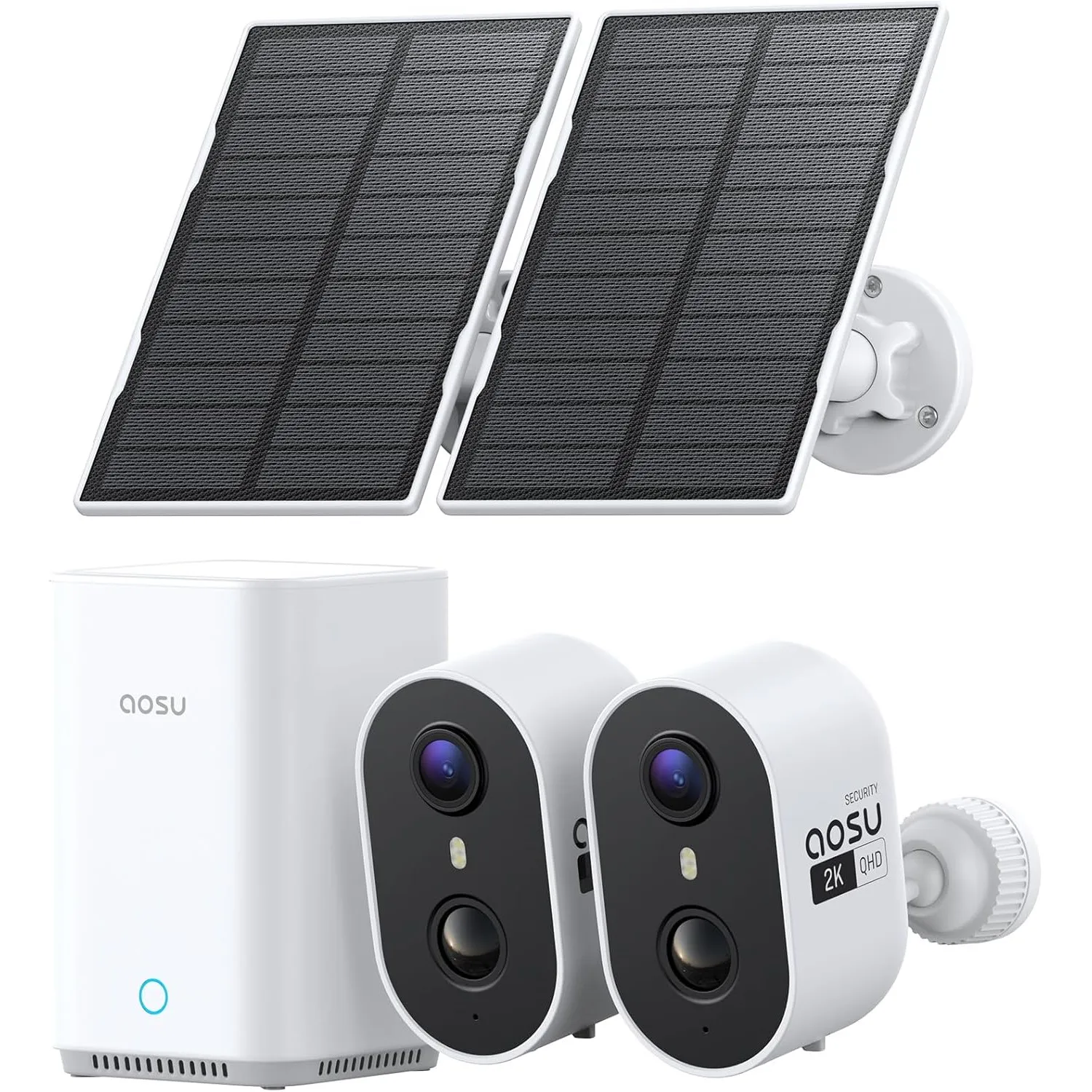 aosu 2K 3MP Überwachungskamera Aussen Solar Akku 2er-Kit mit aosuBase 32GB