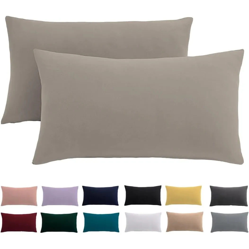 Kissenbezug 40 x 80 2er Set - Kopfkissenbezug 40x80 Taupe Für Kissen 100% Mikrofaser Kissenhülle Bügelfrei & Knitterfre…