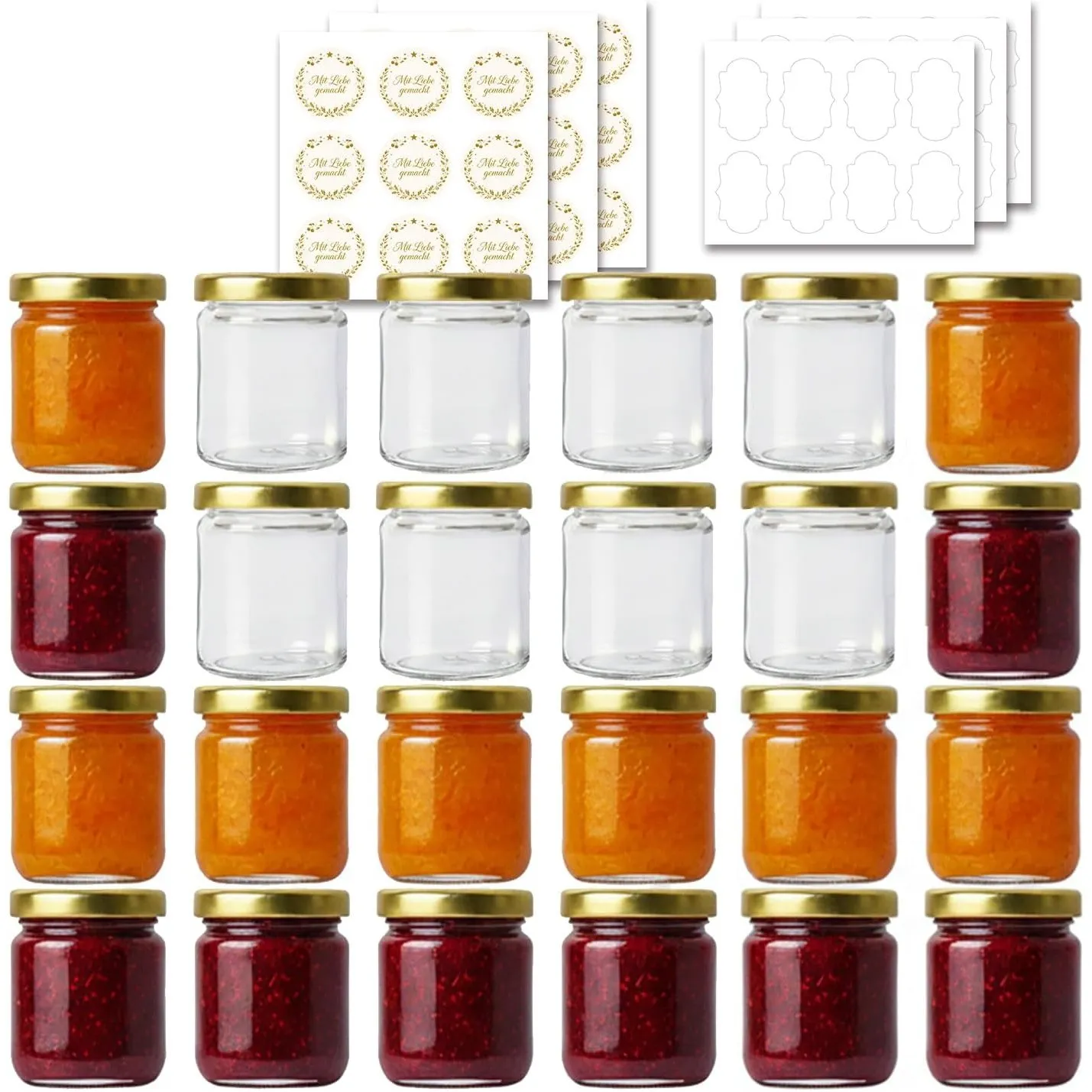 ComSaf 120ml Marmeladengläser Klein mit Goldenem Deckel 24er-Set,Luftdichte