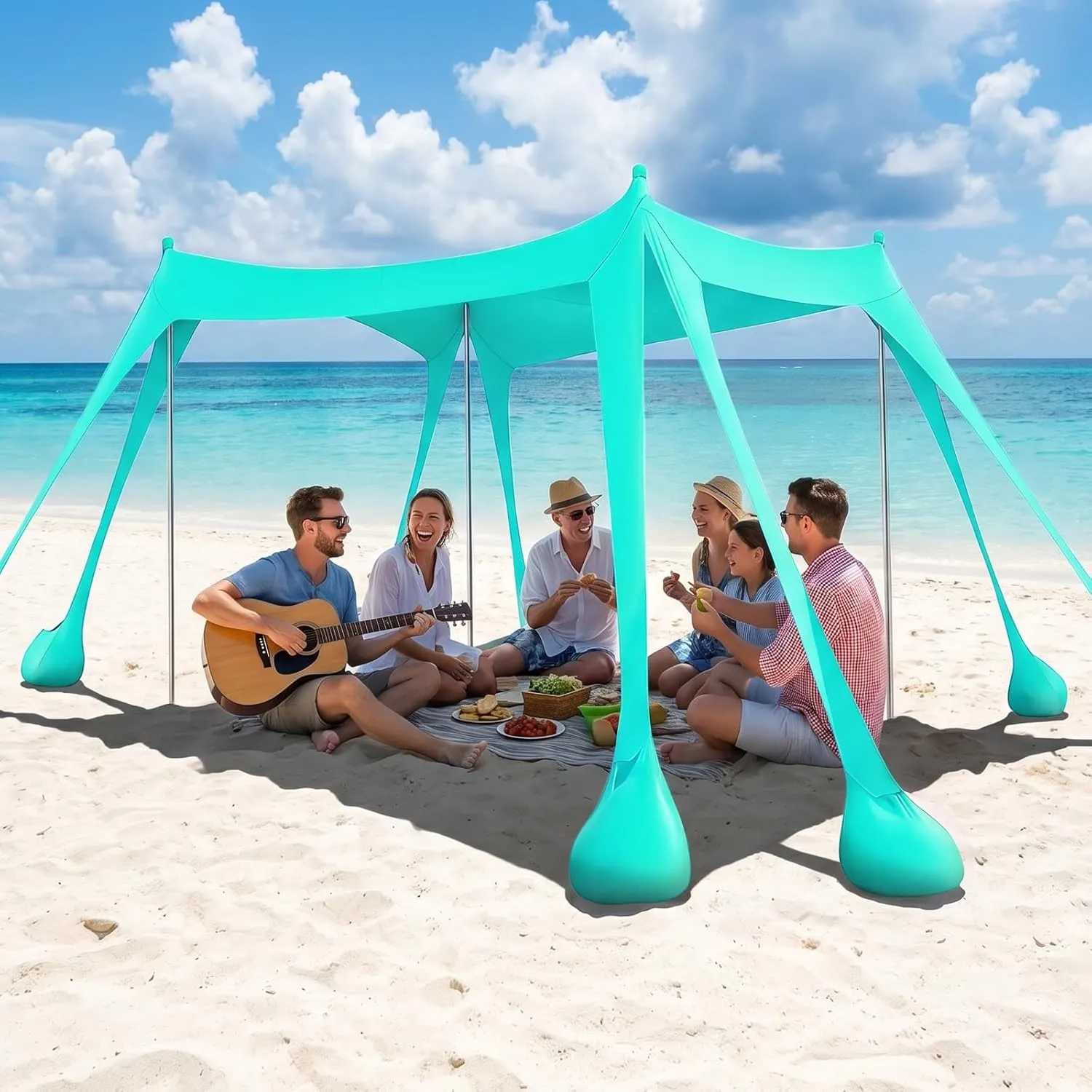 UV Strandzelt UPF50+, 3m x 3m Strandzelt Sonnenschutz Sonnensegel mit 8 Sandsäcken und 2 Sandschaufel, Aktualisieren & …