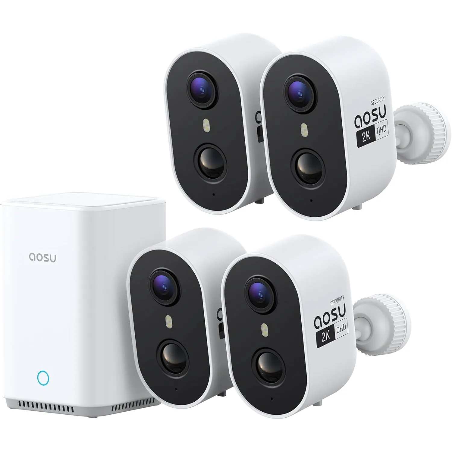 aosu 2K 3MP Überwachungskamera Aussen Akku 4er-Kit mit aosuBase 32GB Lokal
