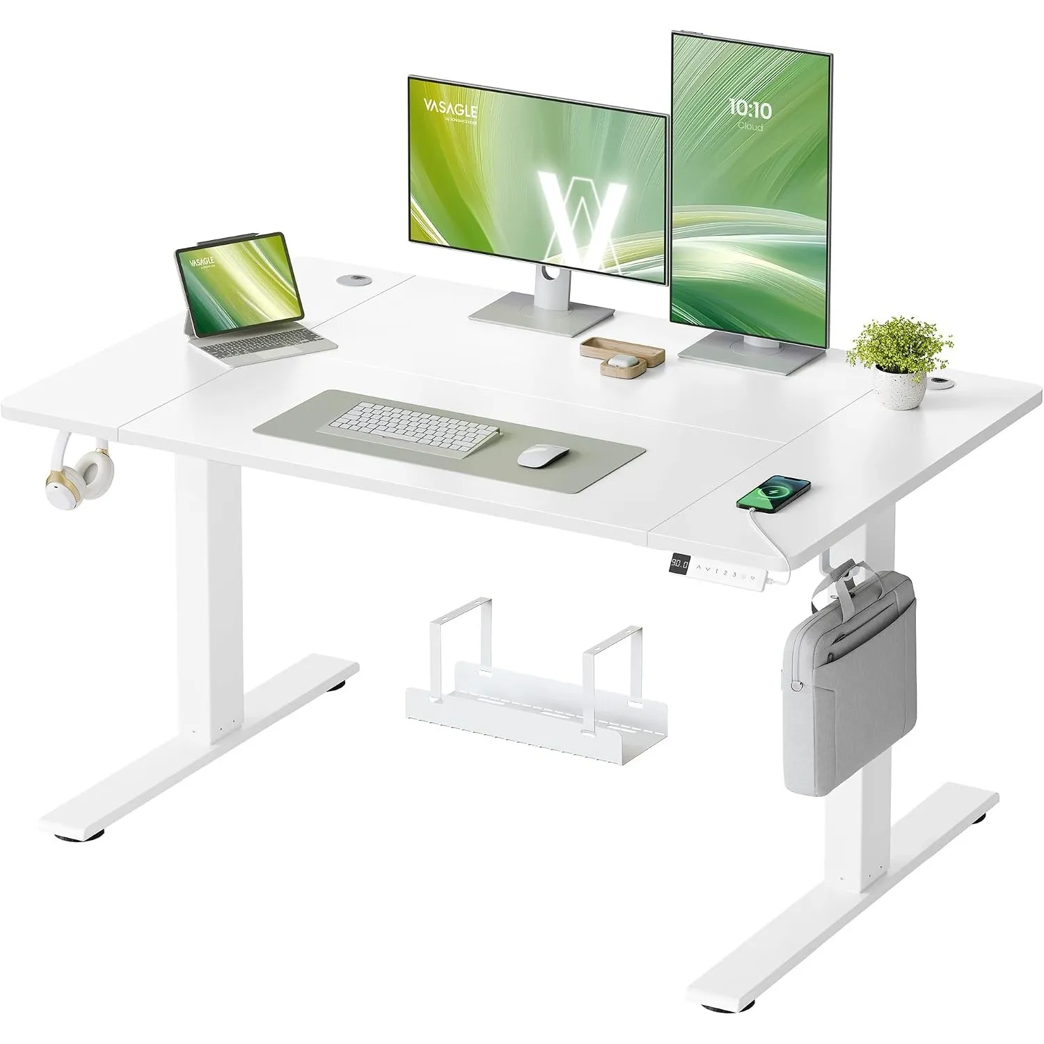 VASAGLE Höhenverstellbarer Schreibtisch, 120 x 80 cm, USB-C-Anschluss