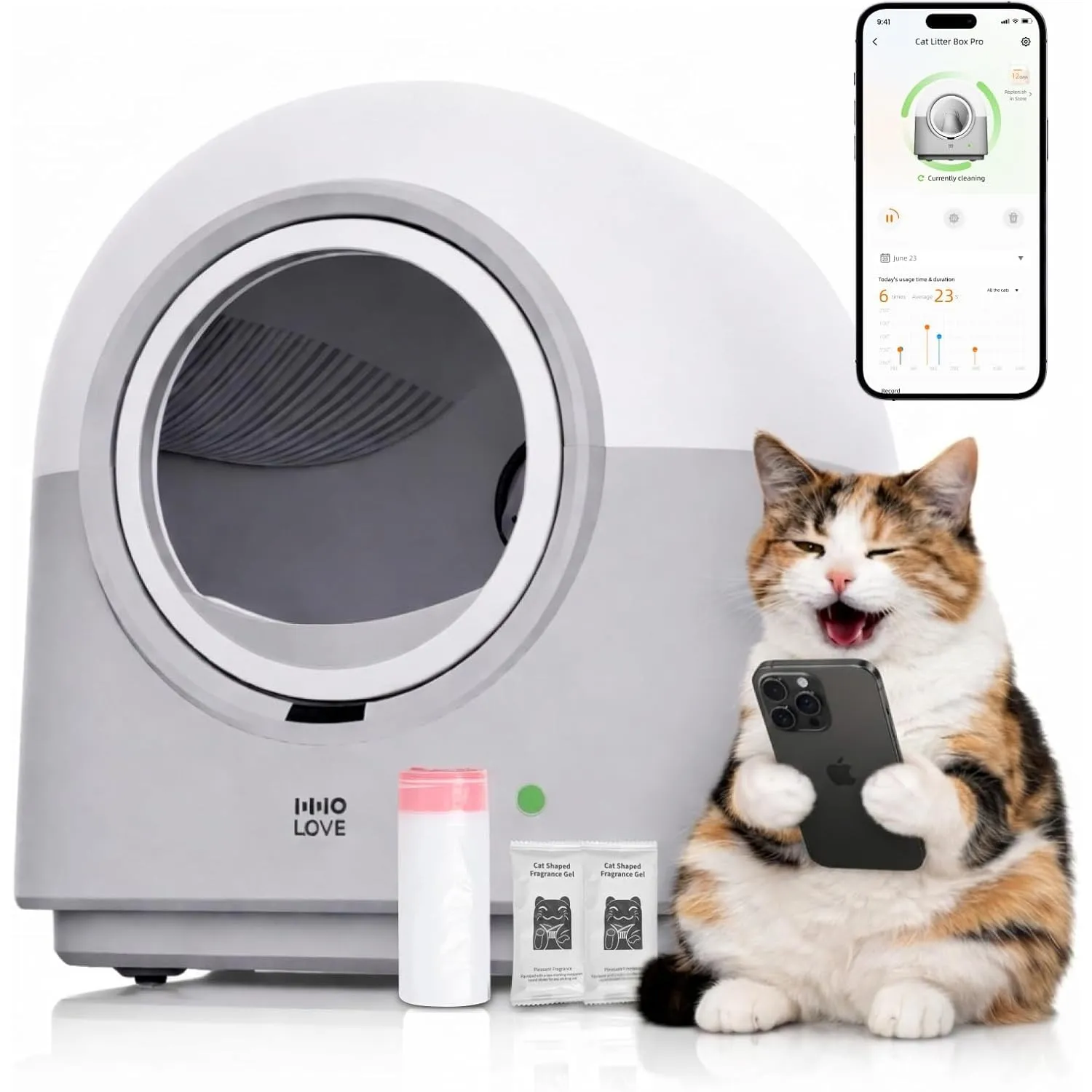 HHOLOVE Katzenklo Selbstreinigend Automatisch, Elektrische Katzentoilette mit App, Geruchskontrolle, Sicherheitssensore…