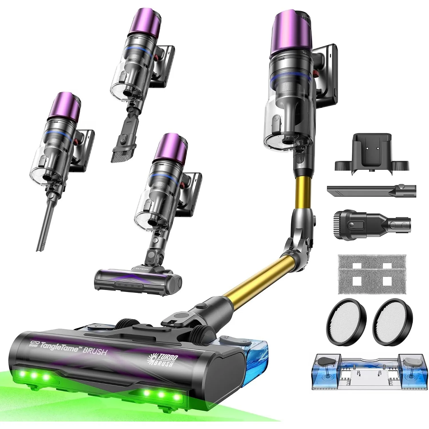 Ultenic U20 Mopper Staubsauger mit Wischfunktion, 60KPa 60 Mins Akku Staubsauger Kabellos mit abnehmbarem Tank, 65cm Fl…