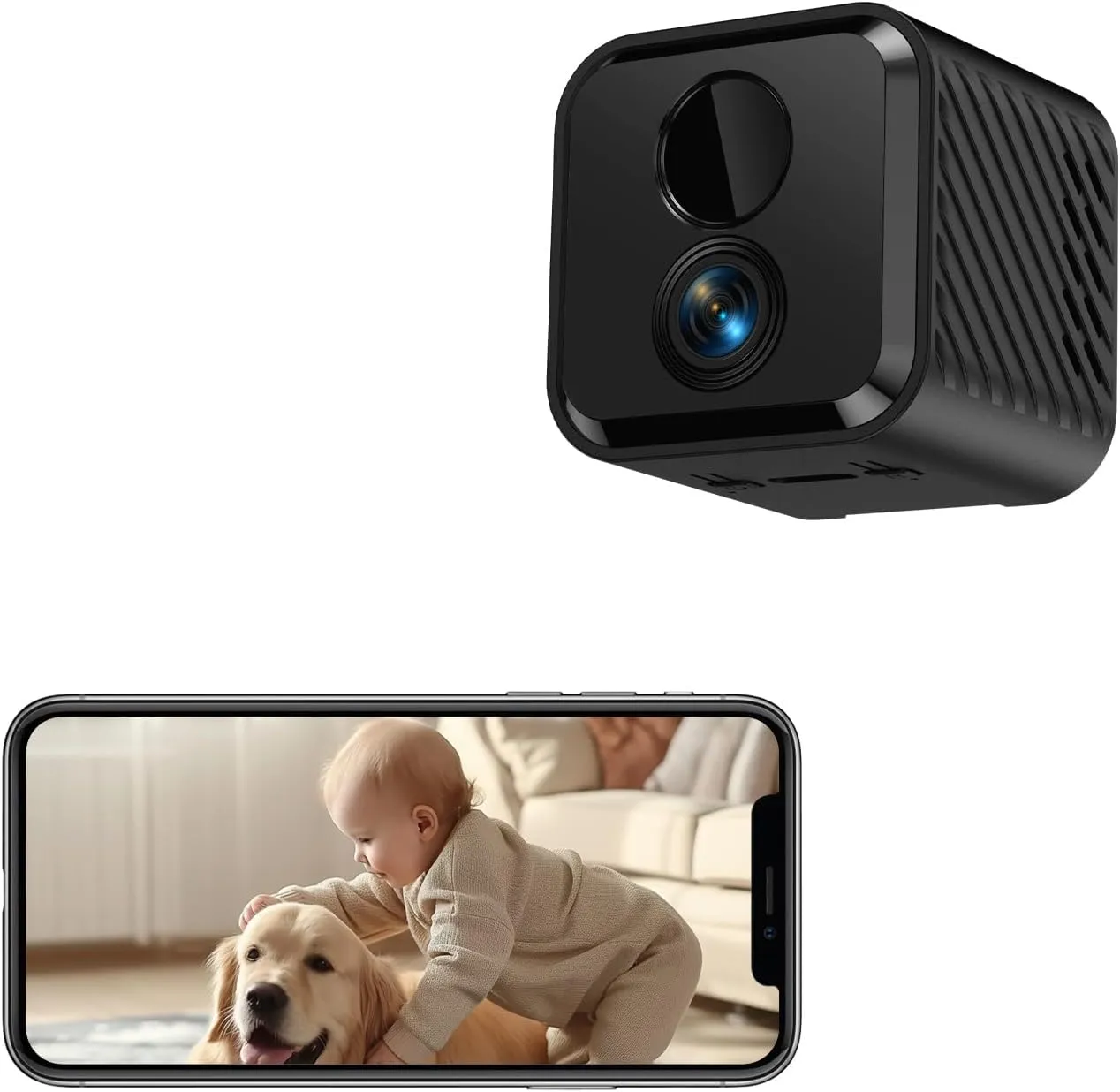 Mini Kamera, 4K HD WLAN Überwachungskamera Innen Für Live Übertragung Handy APP, mit 3-Tage-Cloud-Speicher, adaptivem S…