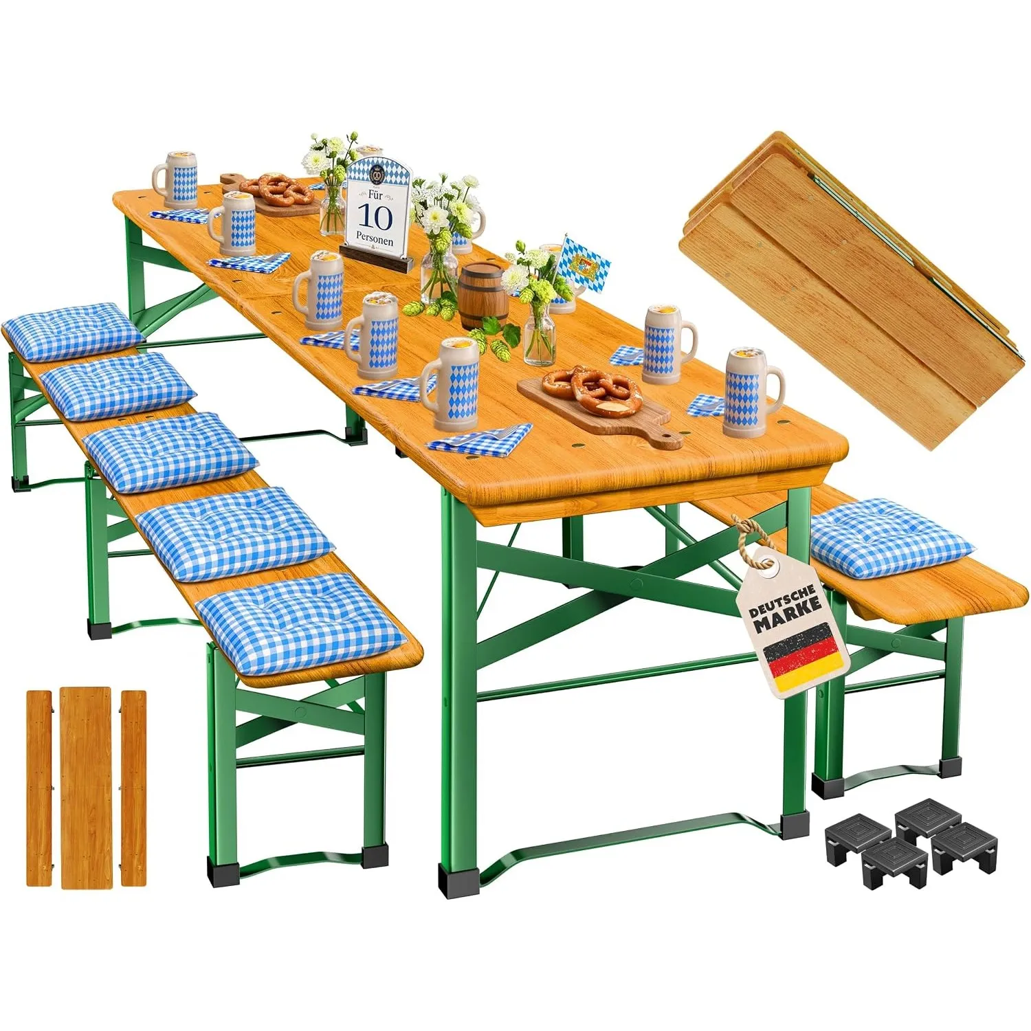 KESSER® Premium Bierzeltgarnitur 3-TLG., Festzeltgarnitur klappbar, Biertisch mit 2 Bierbänken, Gartenmöbel Set Holz, P…
