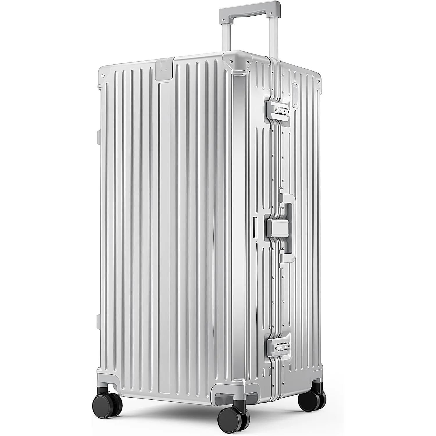 ALPHA CAMP Koffer XXL Hartschale mit TSA Schloss Koffer Groß 105L Silber | Aluminium Rahmen Polycarbonat Reisekoffer mi…