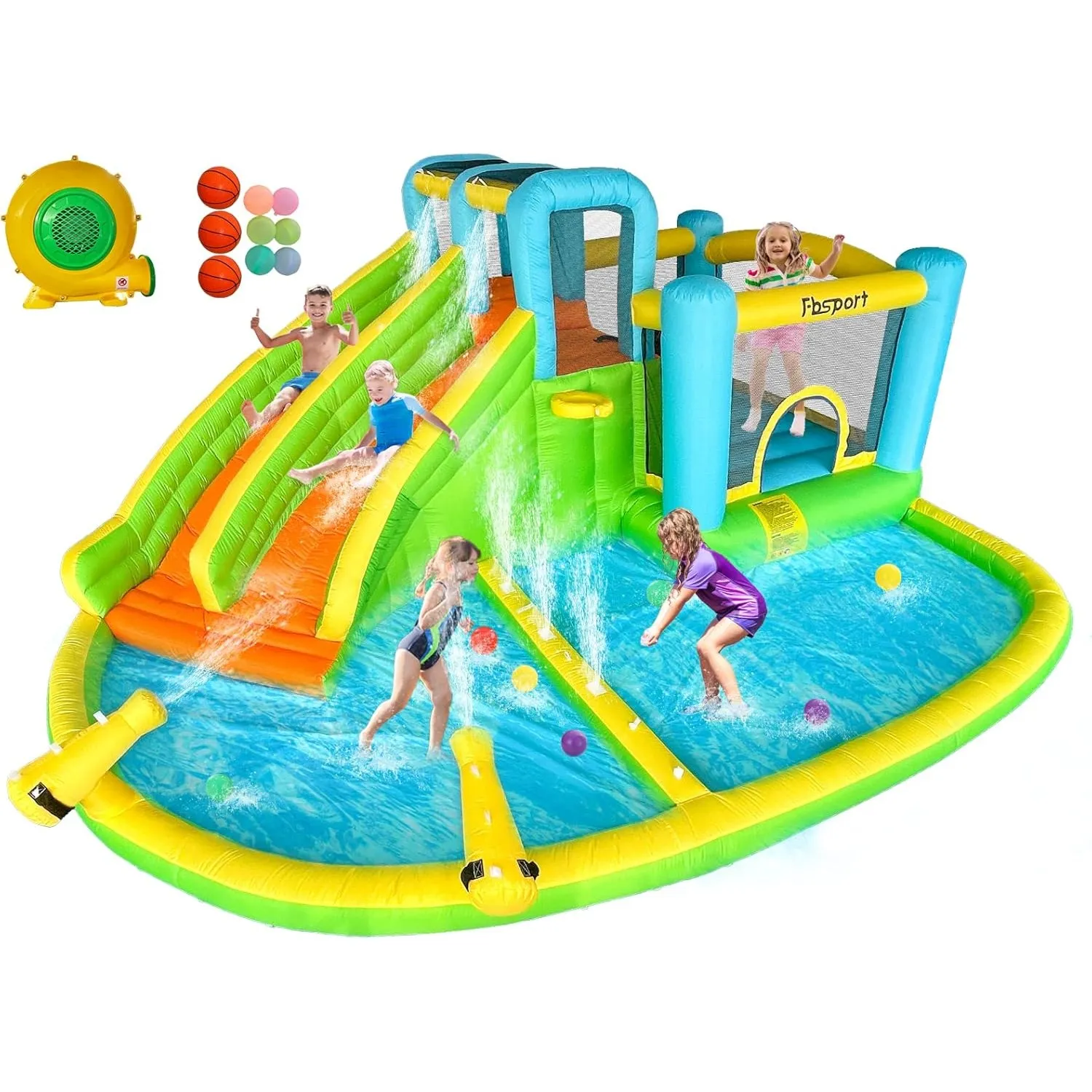 FBSPORT hüpfburg Outdoor mit gebläse hüpfburgen Kinder aufblasbare hüpfburg draußen XXL Outdoor für Erwachsene groß hüp…