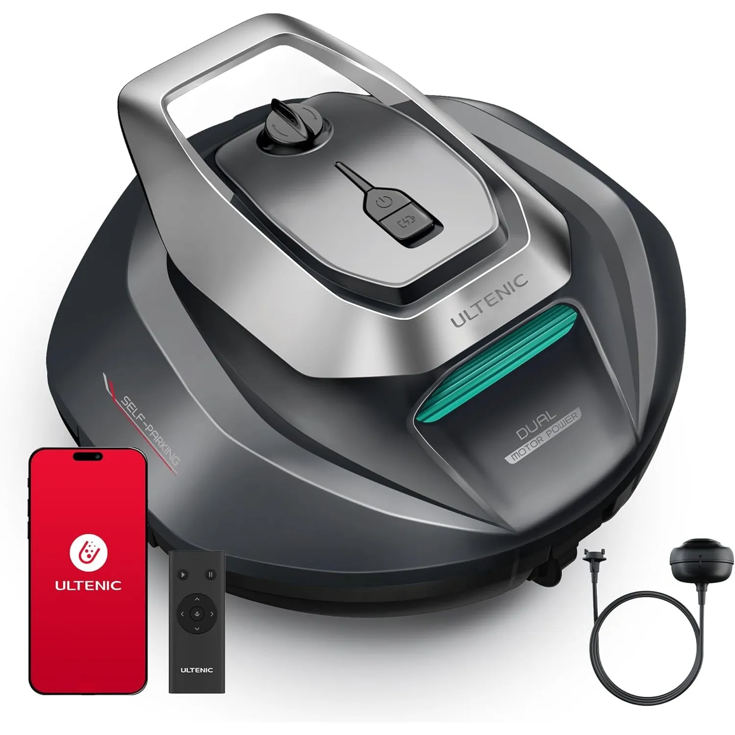 Ultenic Pooleco 10s Poolroboter, Poolroboter Akku mit 3 Motoren, 90Min, 80㎡, Fernbedienung und App-Steuerung, Automatis…