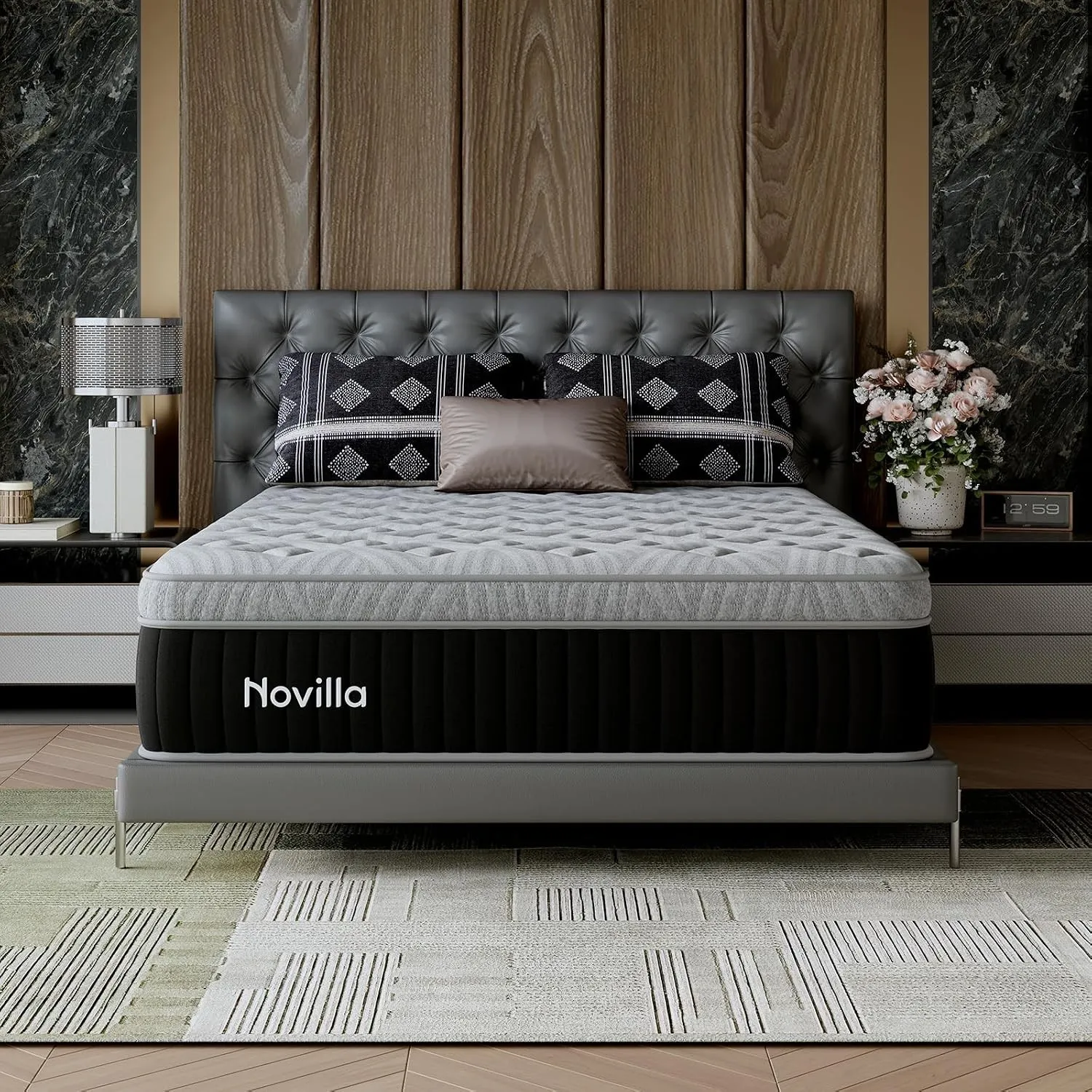 Novilla Matratze 90x200 cm, Härtegrad H3 und H4, 25 cm Höhe 7-Zonen-Stützung Hybrid, Memoryschaum und Federkernmatratze…