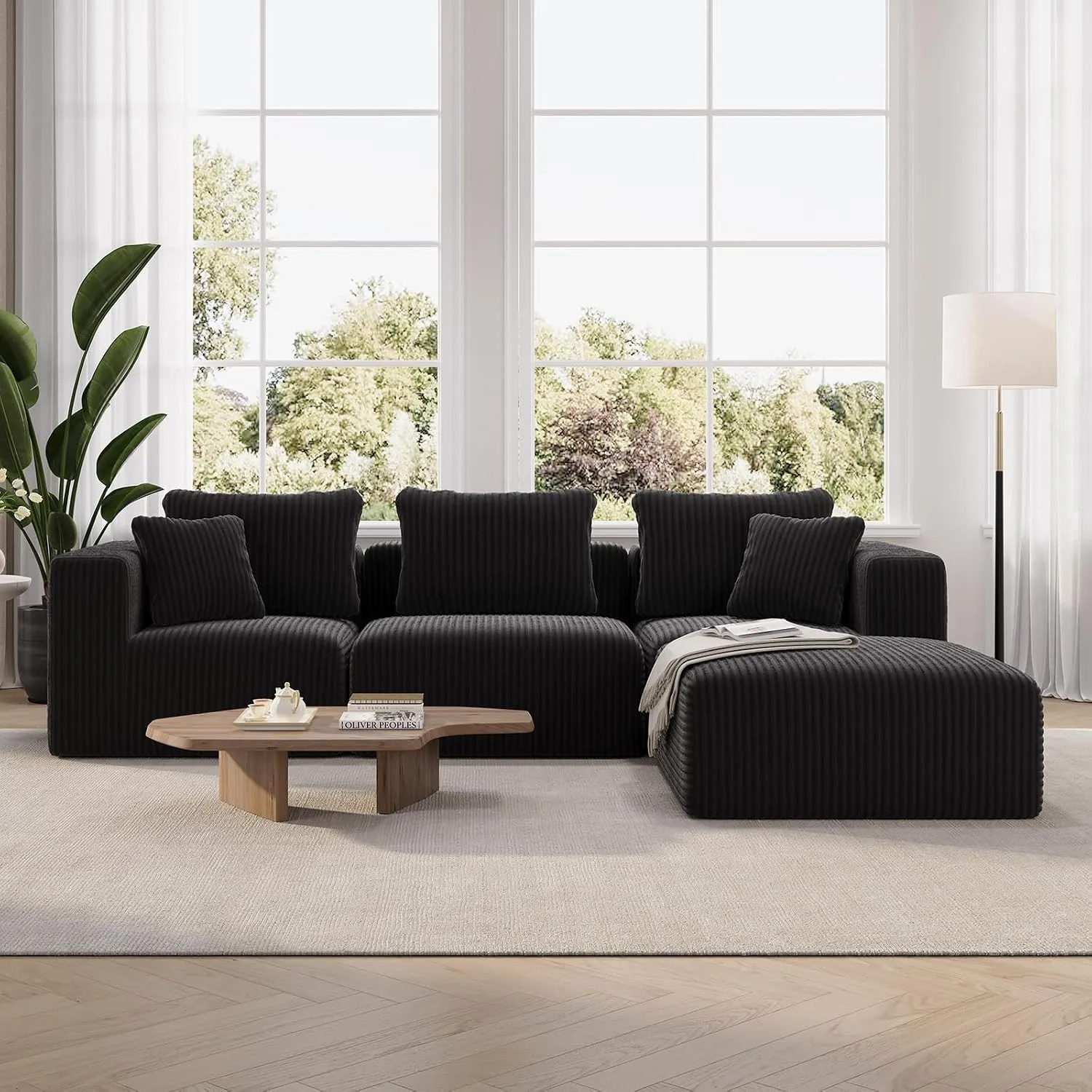 Novilla Modulares Sofa 4 sitzer 270cm Breit, Ecksofa Cord L Form Wohnzimmer