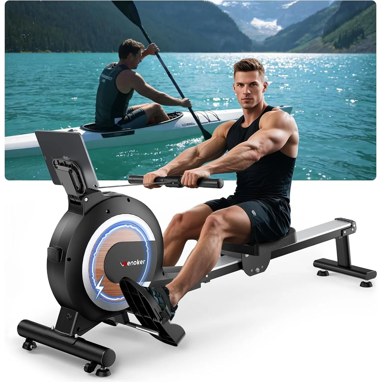 [2026 Neu] Wenoker Magnet Rudergerät für Zuhause mit 16/32 Stufen Widerstand, 160 kg Belastbarkeit, LCD-Monitor intelli…