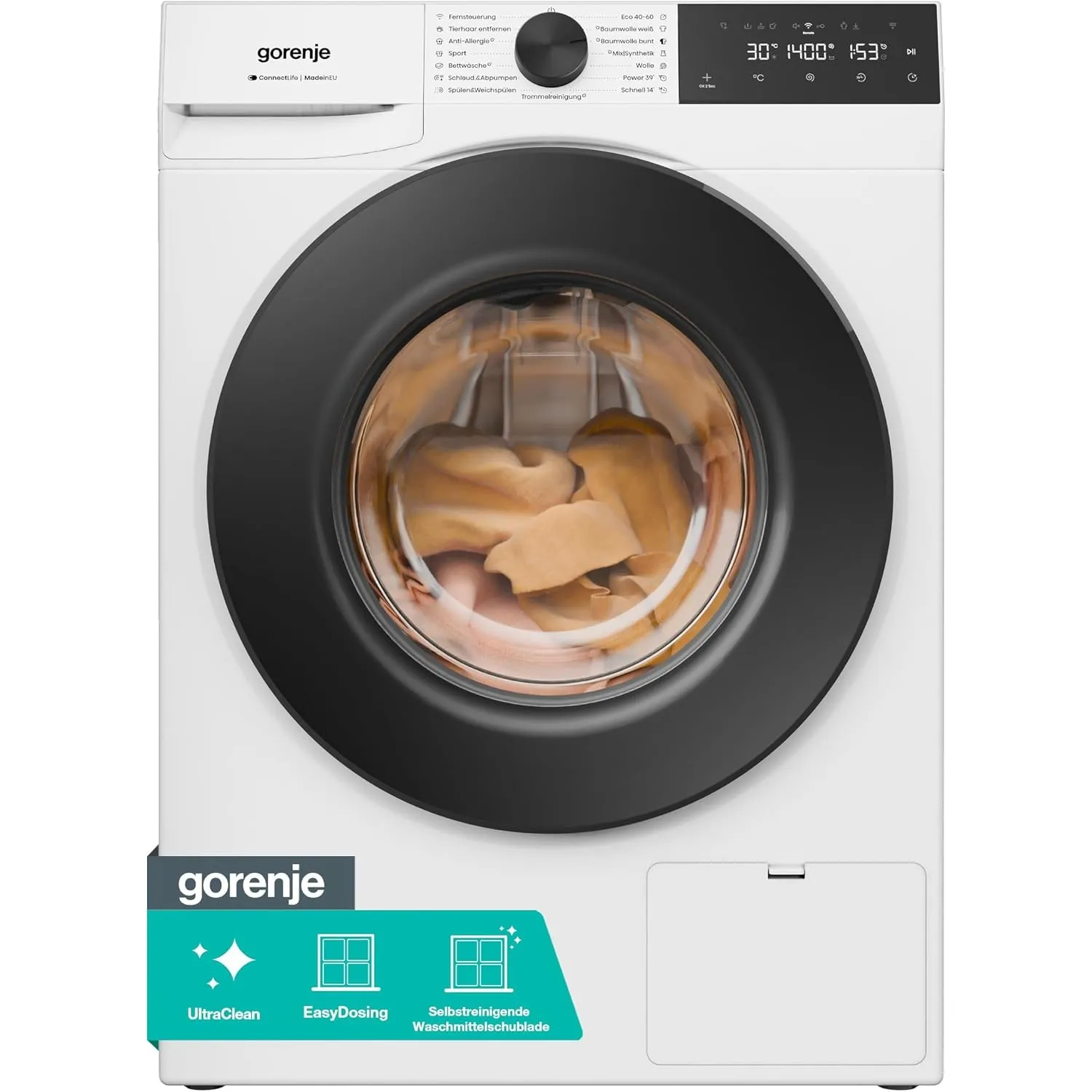 Gorenje W5G494A1P1 Waschmaschine mit Dampffunktion /9 KG /1400 U-Min/ConnectLife /15 Programme/UltraClean/AquaStop/Stea…