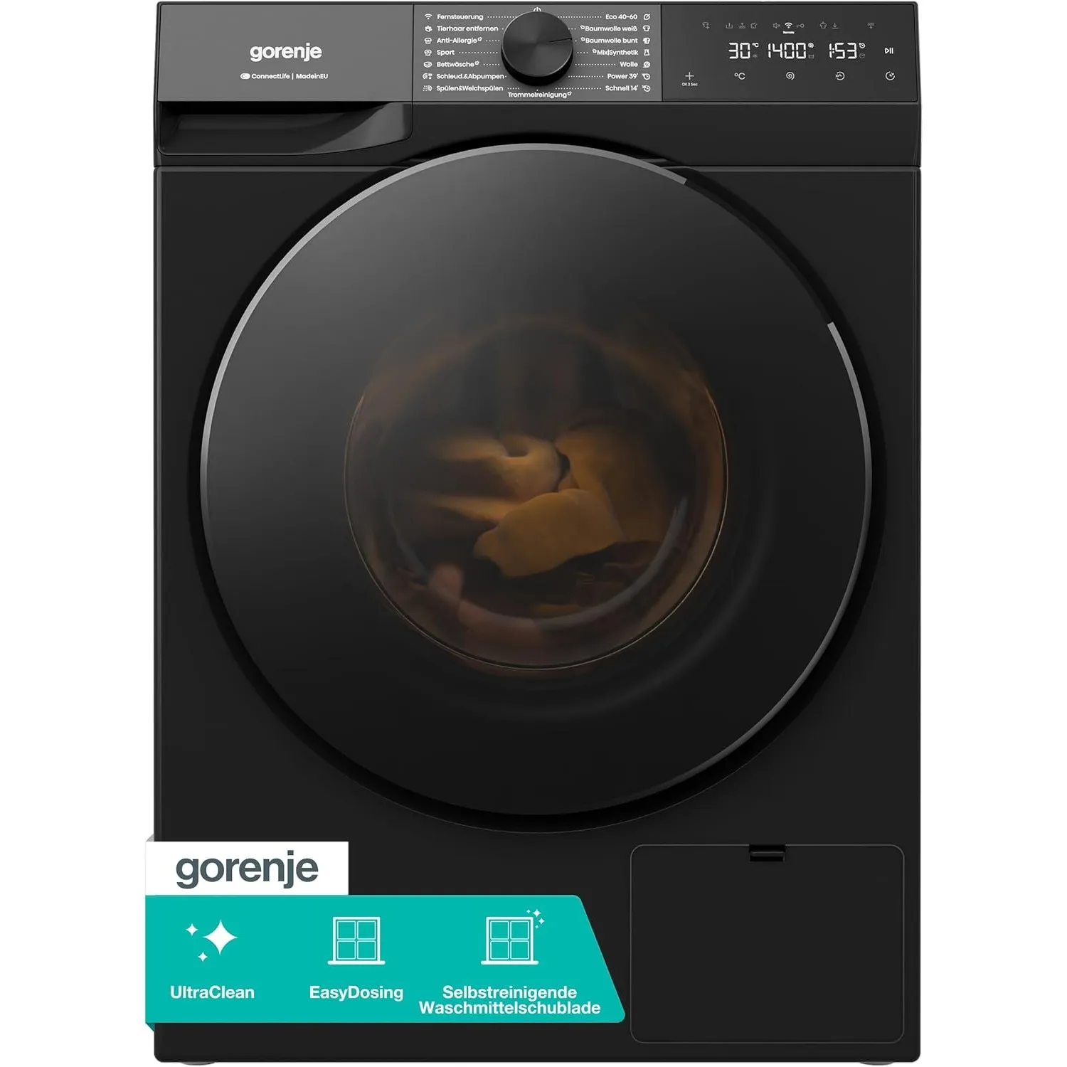 Gorenje W53G484A3P1B Waschmaschine mit Dampffunktion /8 KG /1400 U-Min/ConnectLife /15 Programme/UltraClean/AquaStop/St…