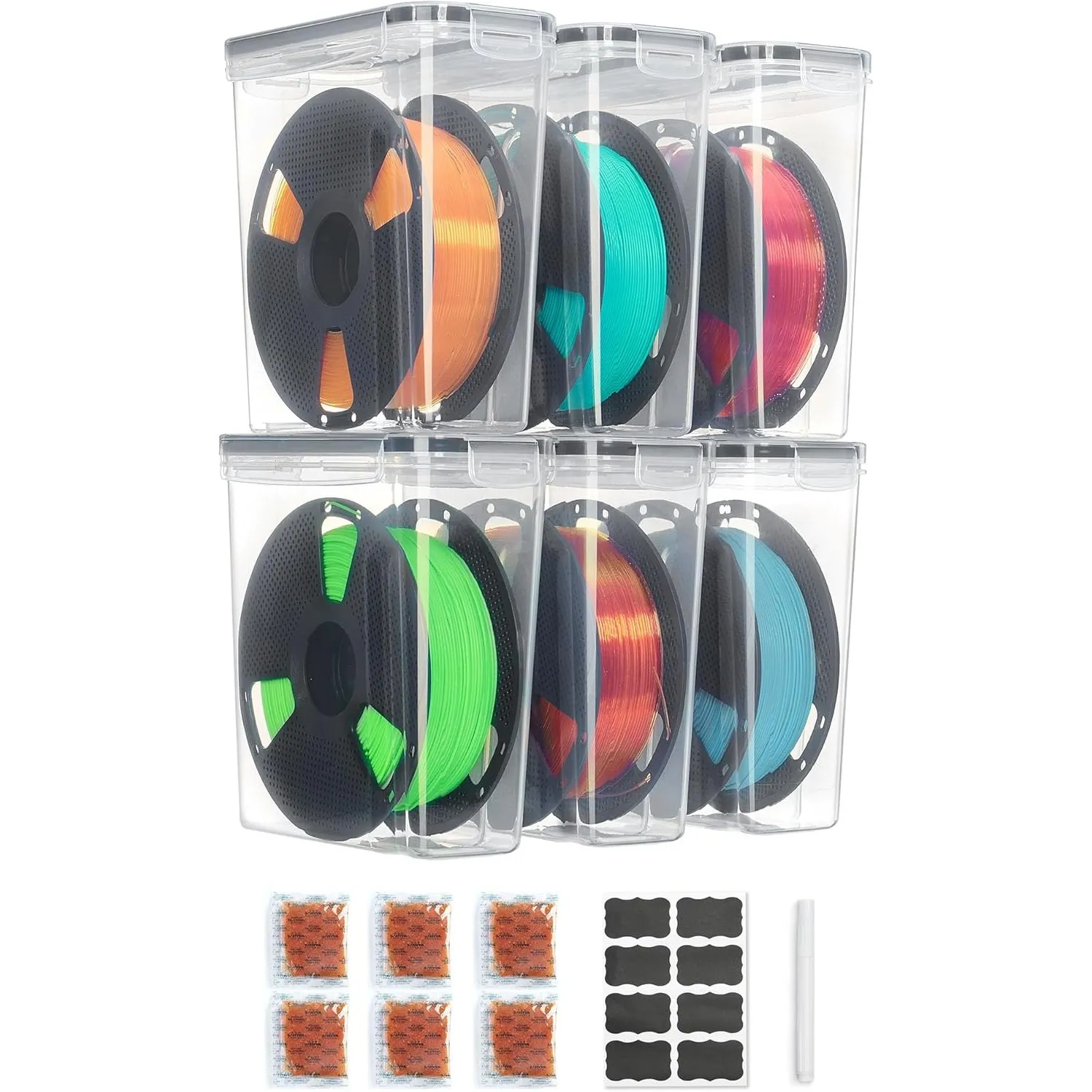 Vtopmart 6er-Set Filament Aufbewahrungsbox, 4L Filament Box für 3D Drucker