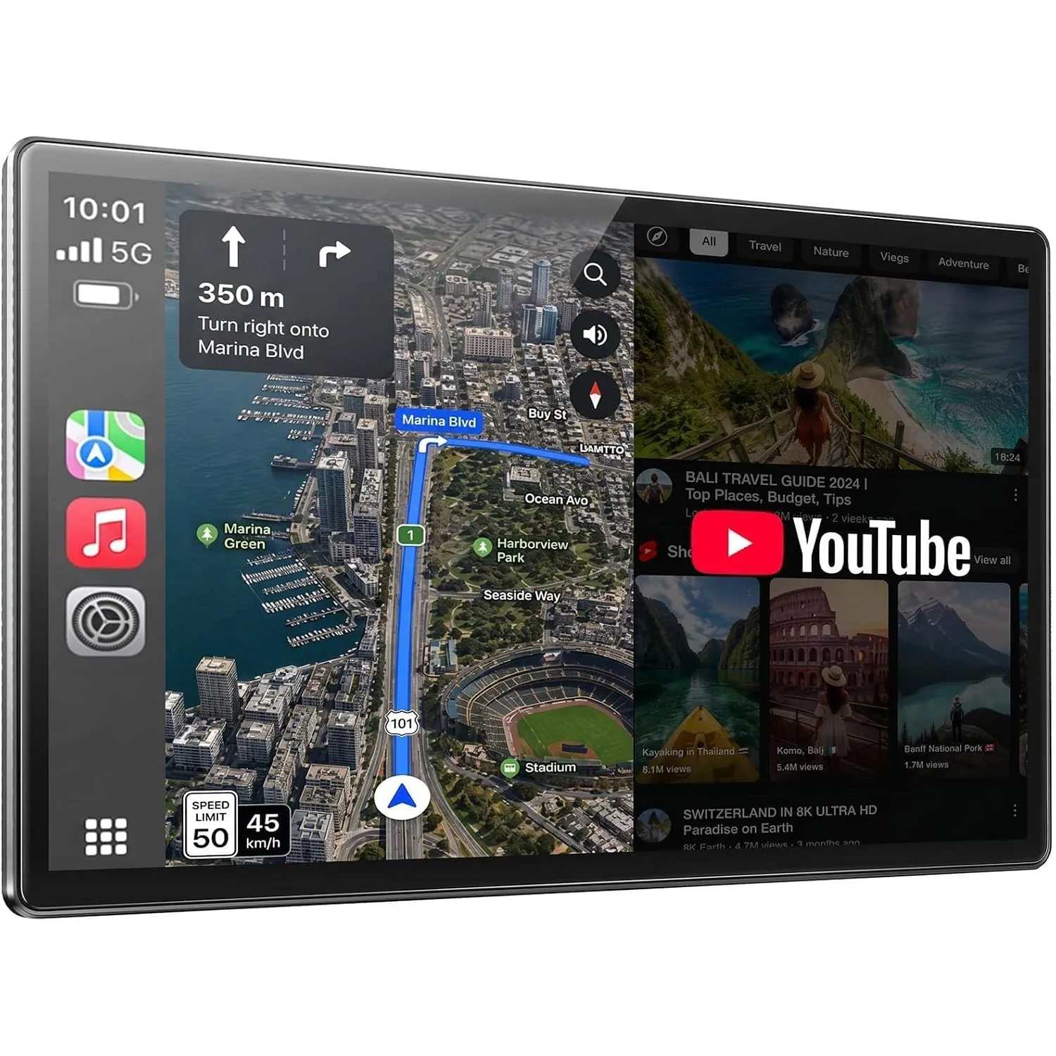 LAMTTO 11 Zoll Wireless CarPlay Display mit YouTube TikTok Video-Apps,Tragbares Autoradio für Apple CarPlay&Android Aut…