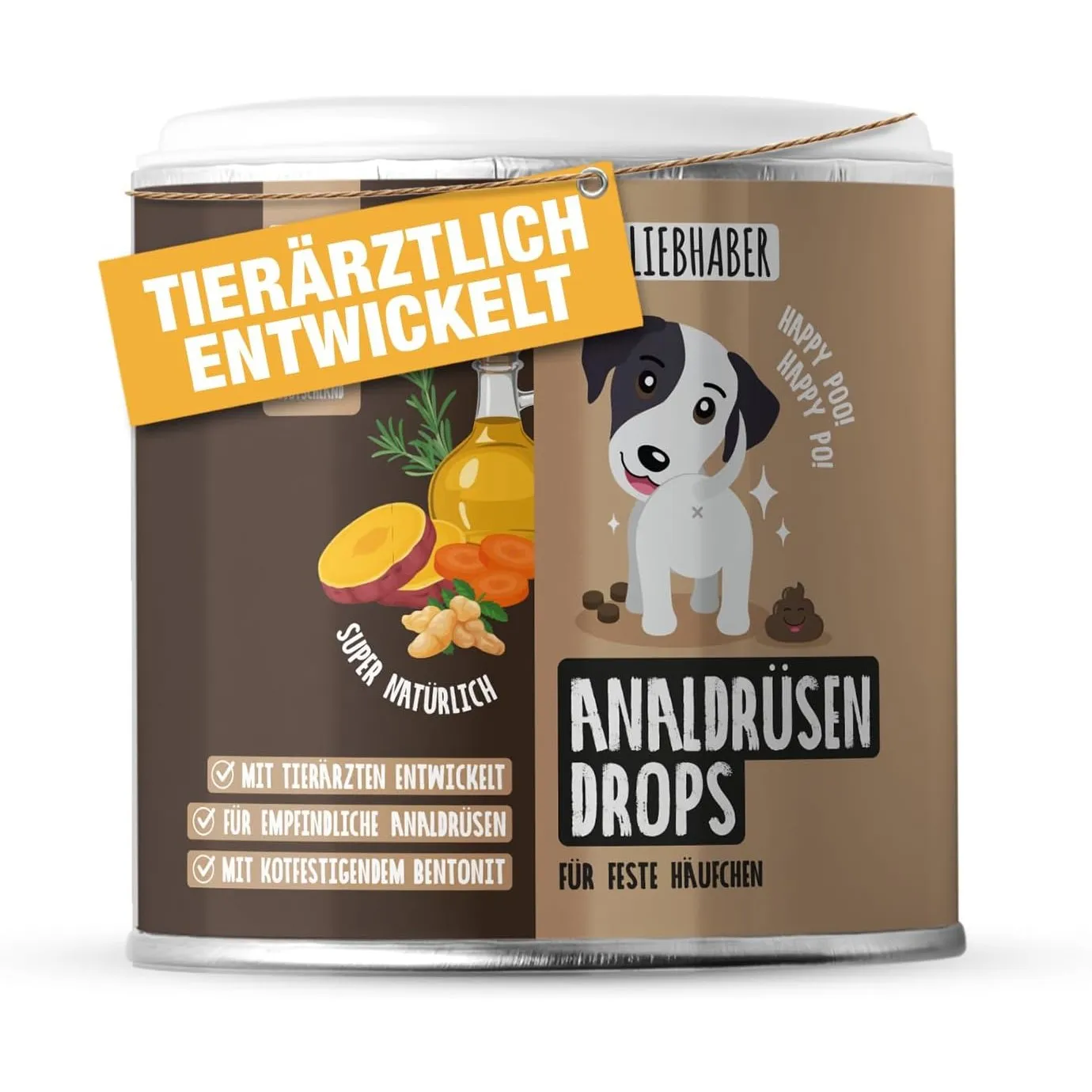TIERLIEBHABER Analdrüsen Hund Drops – Tierärztlich entwickelte Analdrüsen Drops zur Verbesserung der Kotkonsistenz – Mi…