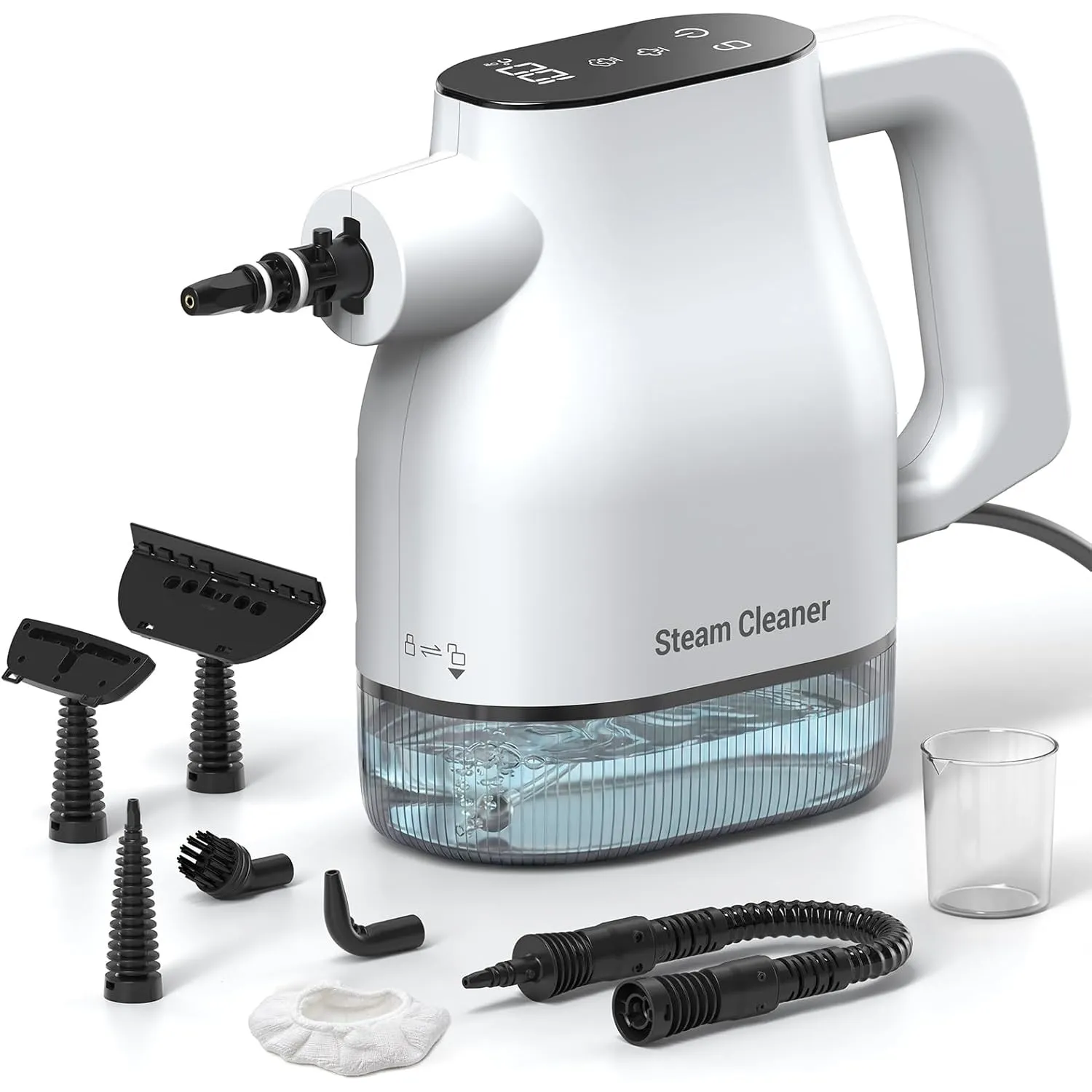 Dampfreiniger mit 10 Sekunden Aufheizzeit, Smart-Touchscreen, Weiß