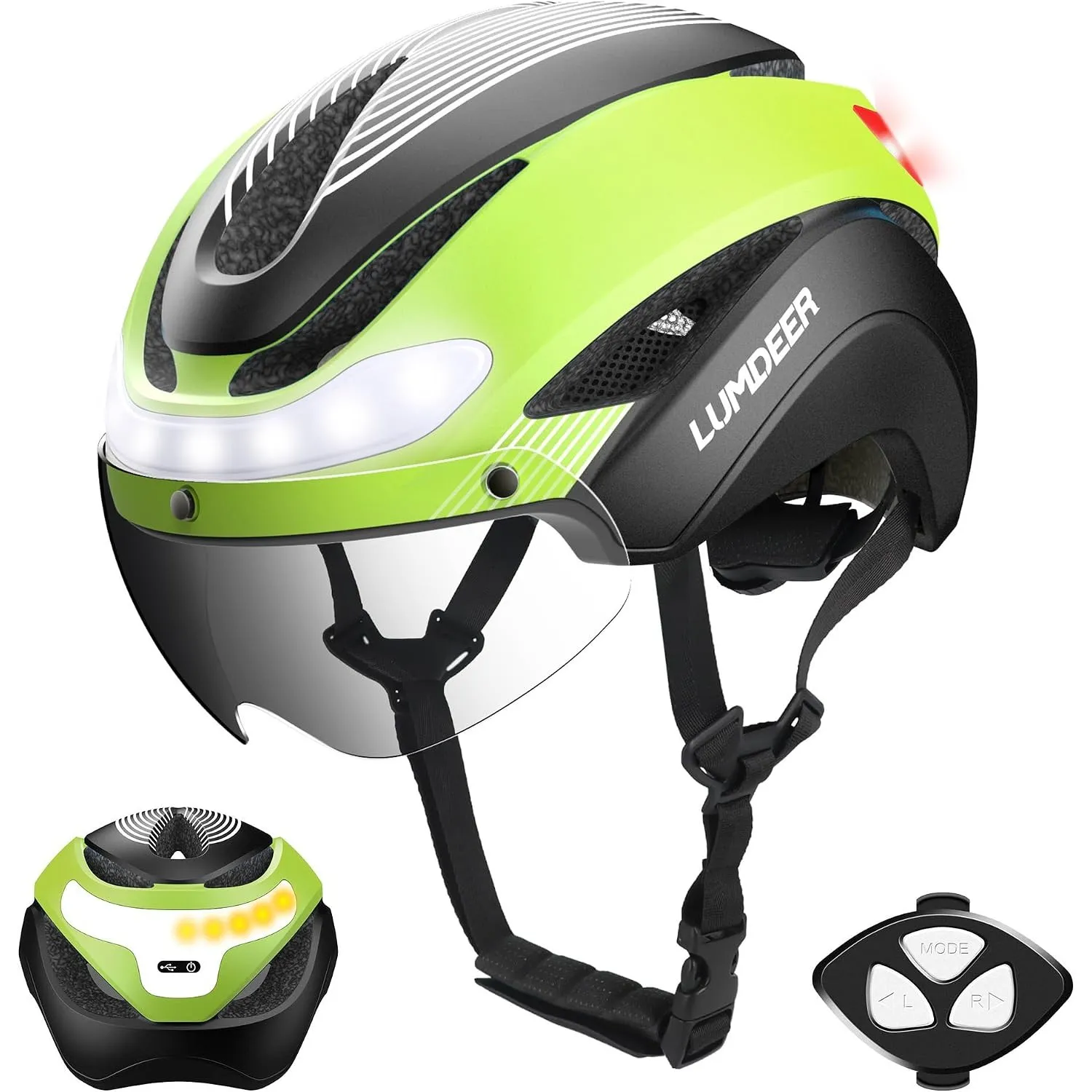 LUMDEER Fahrradhelm Herren und Damen Erwachsene mit Licht Vorne und Hinten